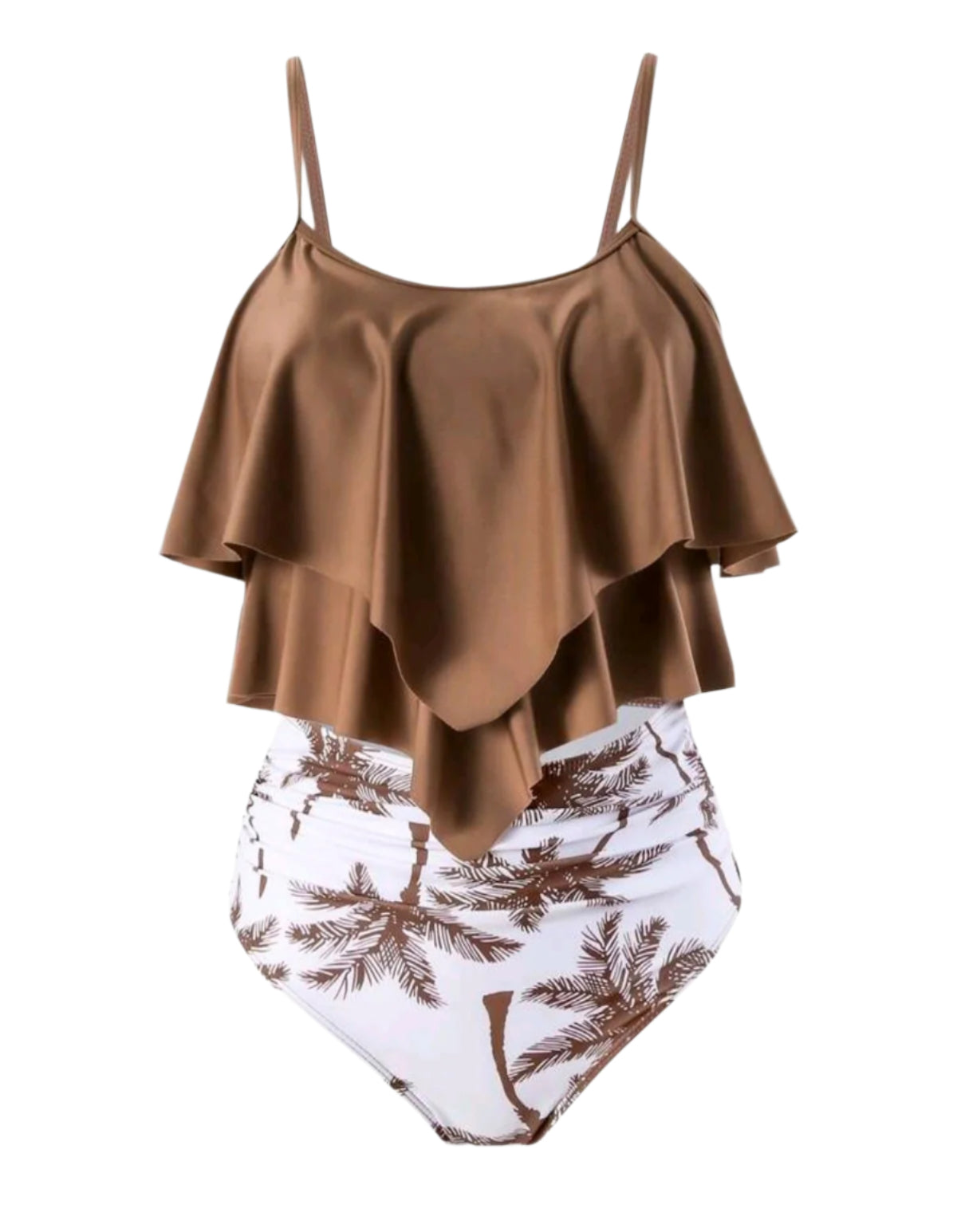 SHE barna fodros pálmamintás egyrészes fürdőruha