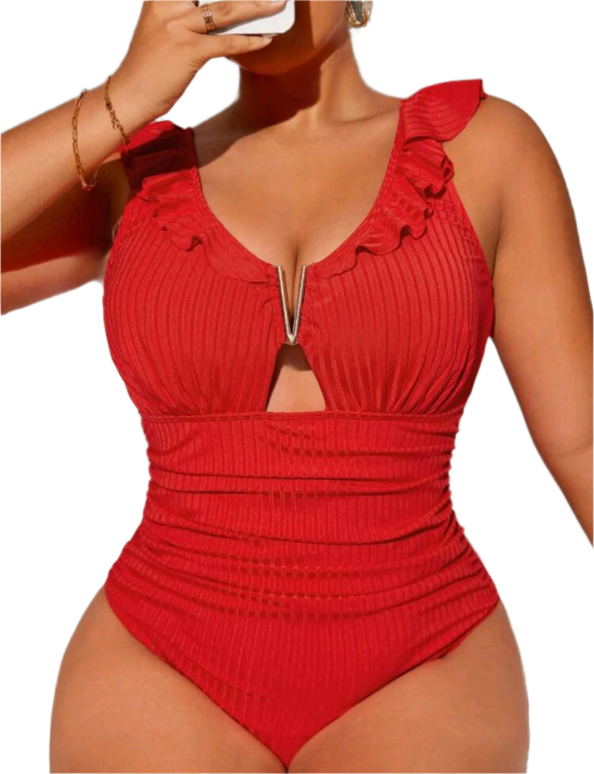 SHE piros fodros egyrészes fürdőruha