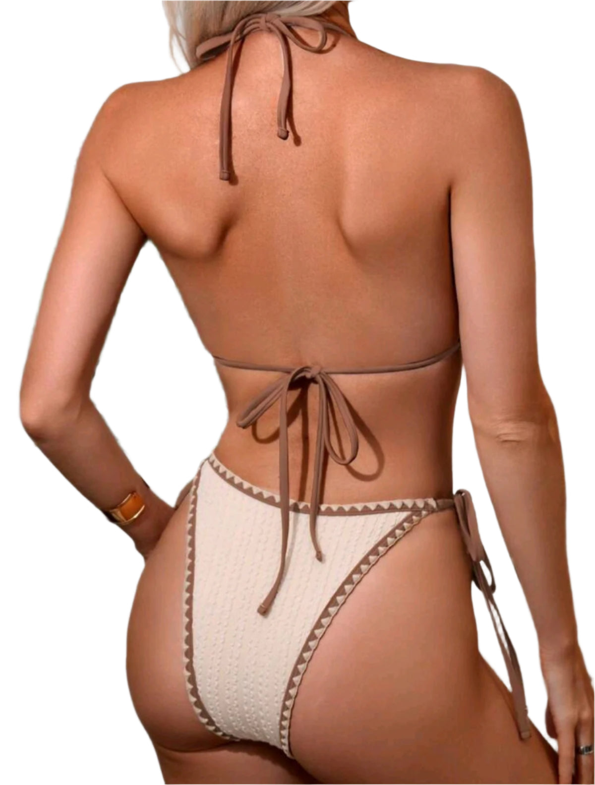 SHE krém-barna megkötős bikini szett