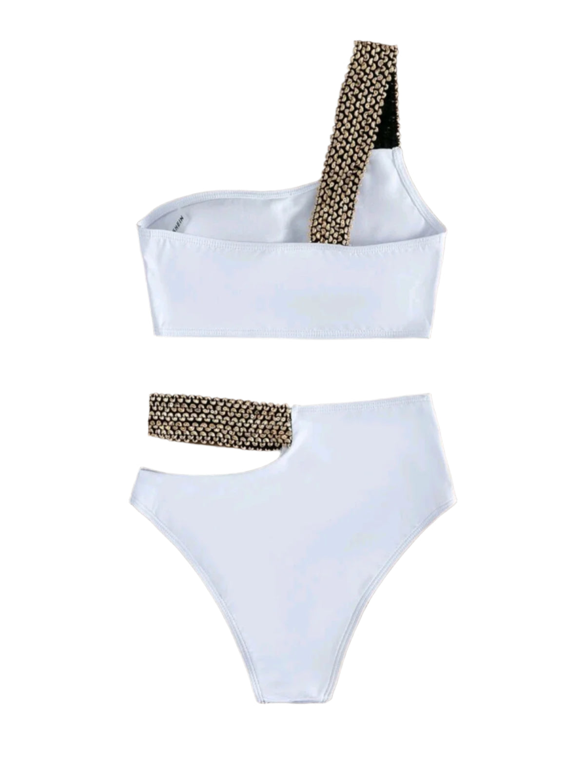 SHE fehér aszimmetrikus pántos bikini szett