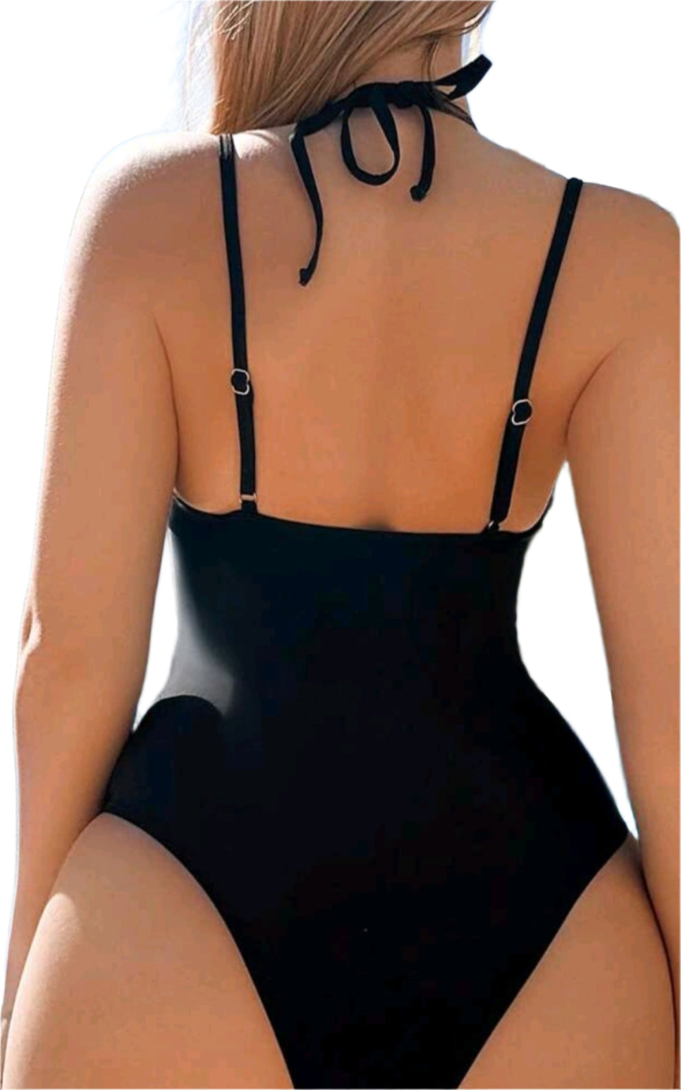 SHE fekete mintás sportos egyrészes fürdőruha