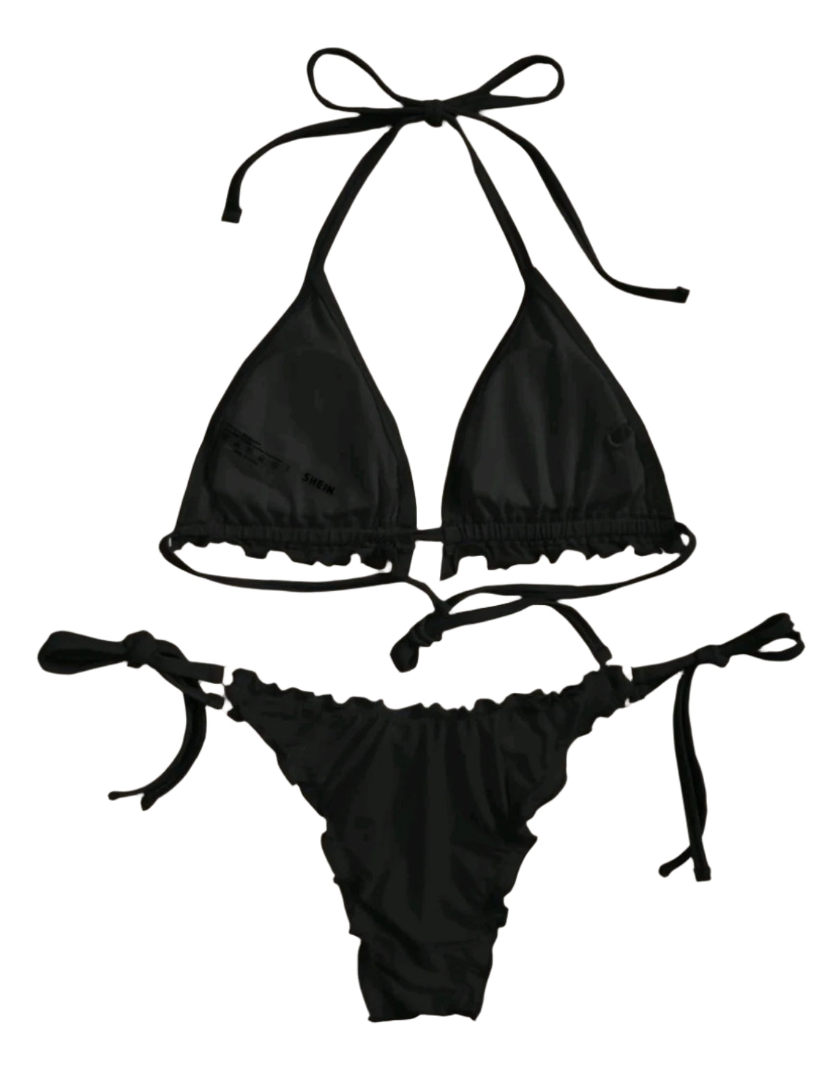SHE fekete fodros háromszög bikini szett