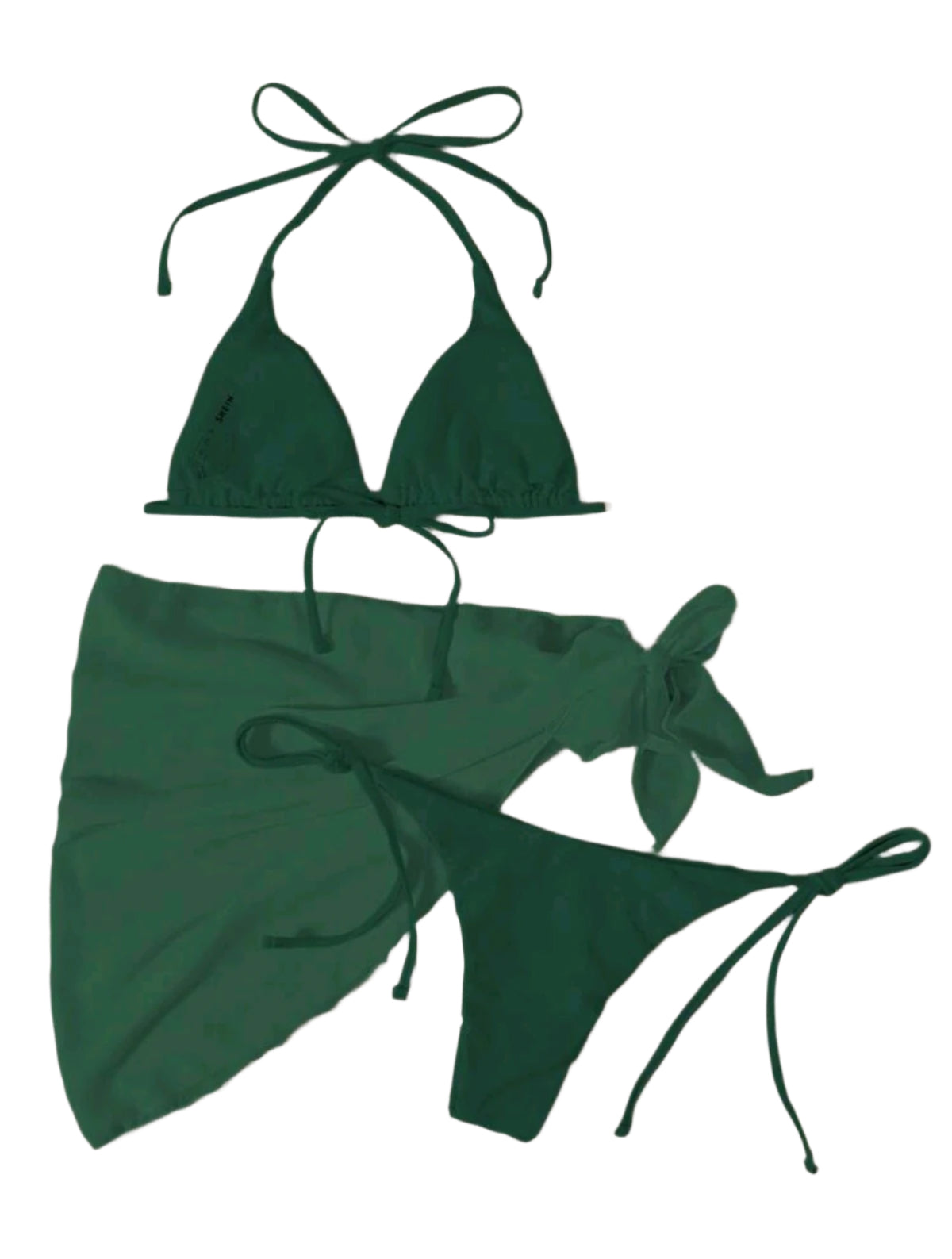 SHE sötétzöld háromszög fazonú szoknyás bikini szett