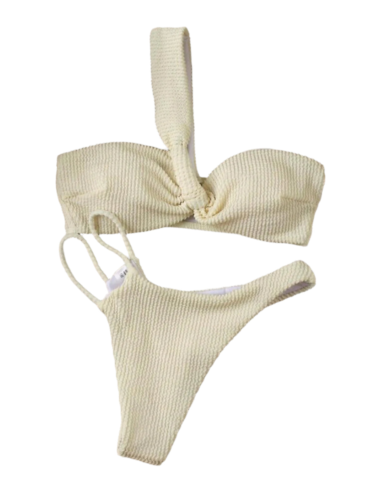 SHE vajszínű bordázott anyagú bikini szett