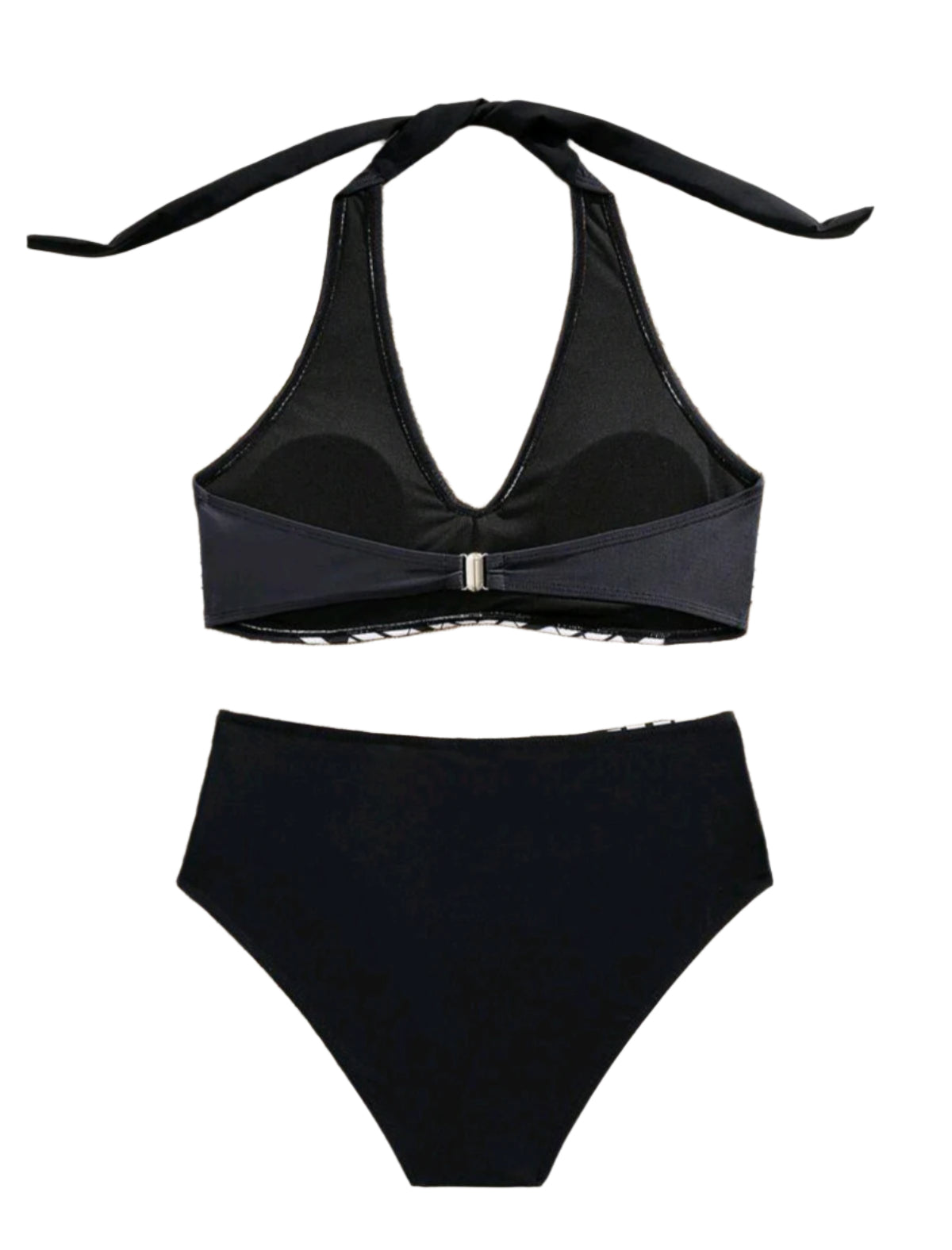 SHE fekete-fehér mintás magas derekú bikini szett