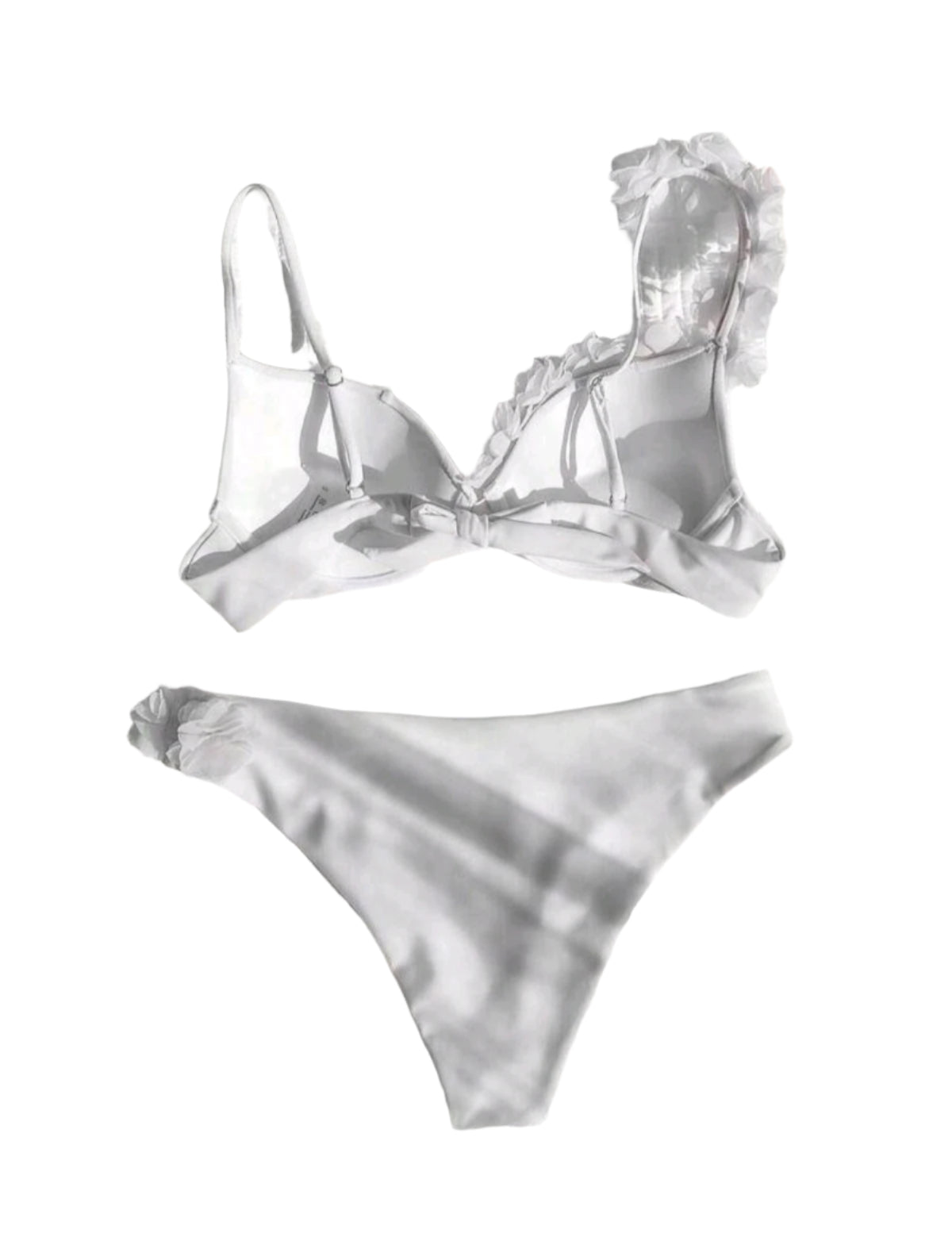 SHE fehér 3D virágdíszes bikini szett