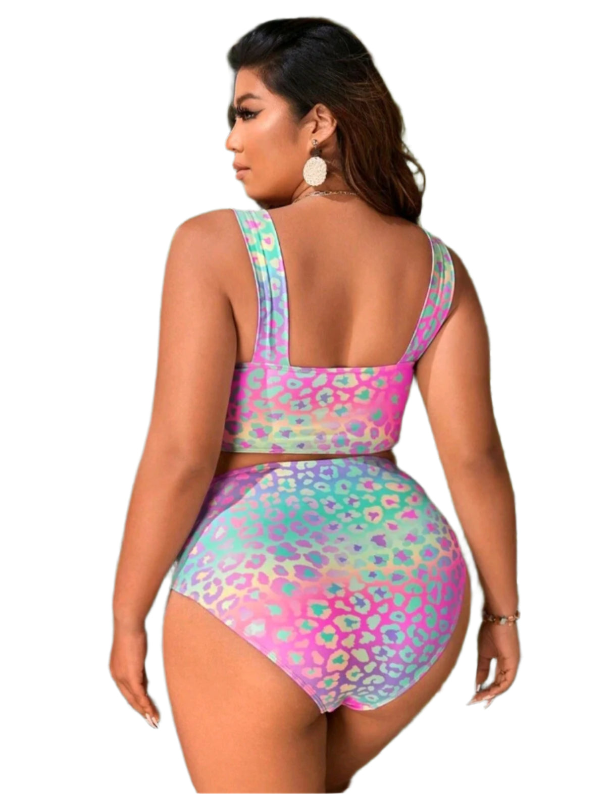 SHE színes leopárdmintás magas derekú bikini