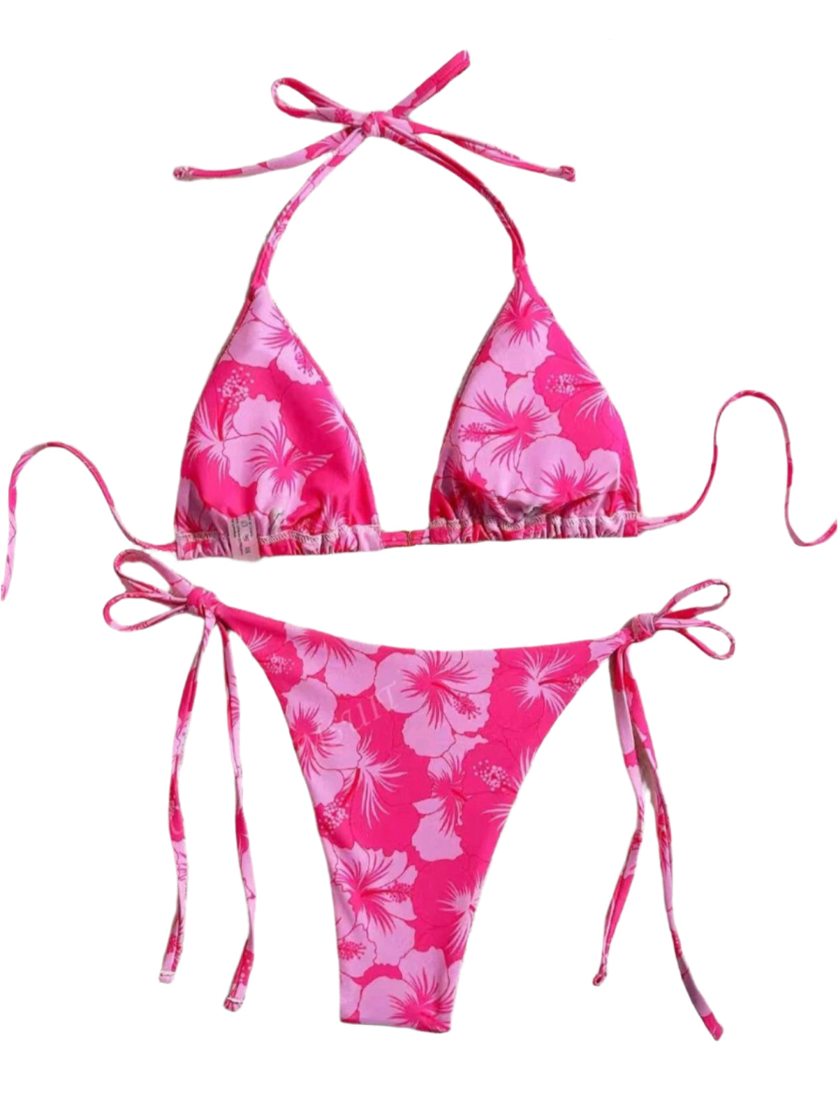SHE pink virágmintás háromszög bikini szett