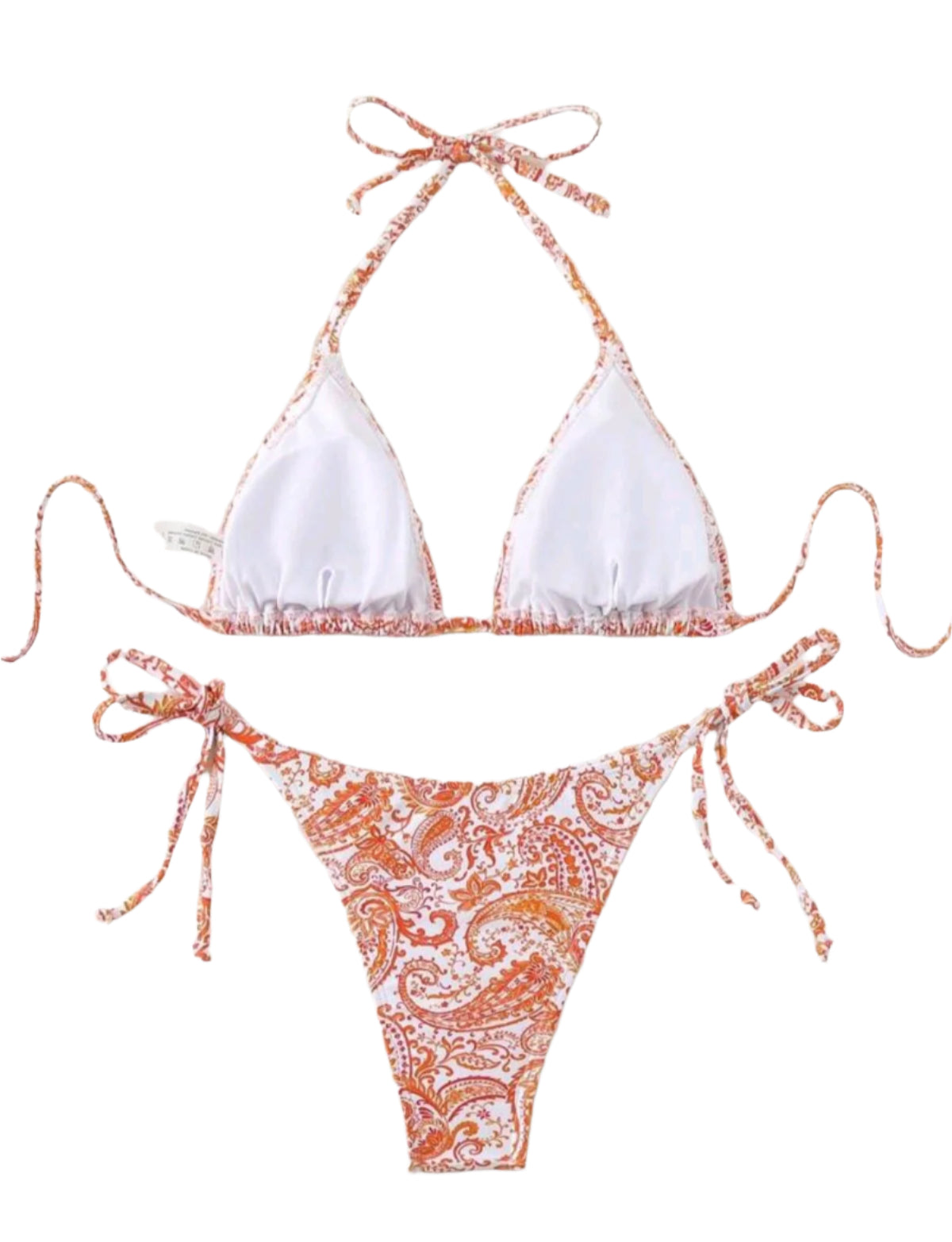 SHE fehér narancs paisley mintás bikini