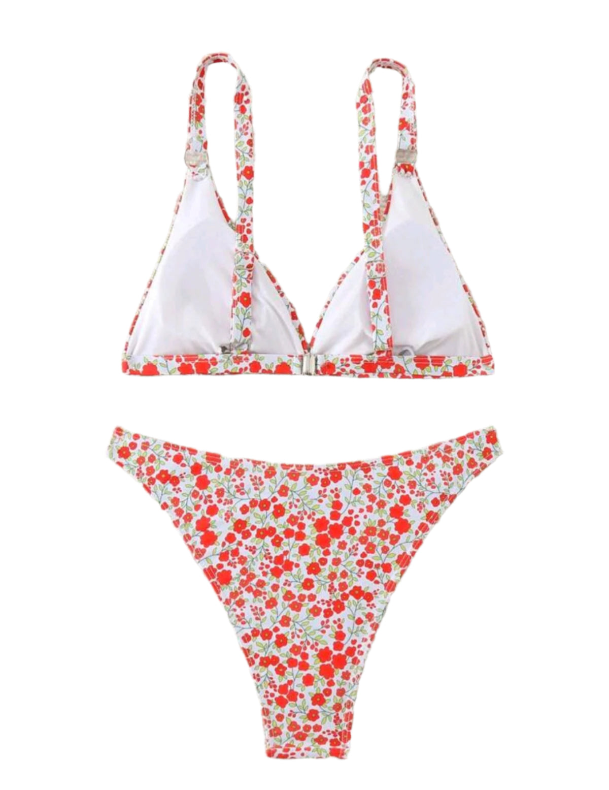 SHE fehér piros virágmintás bikini szett