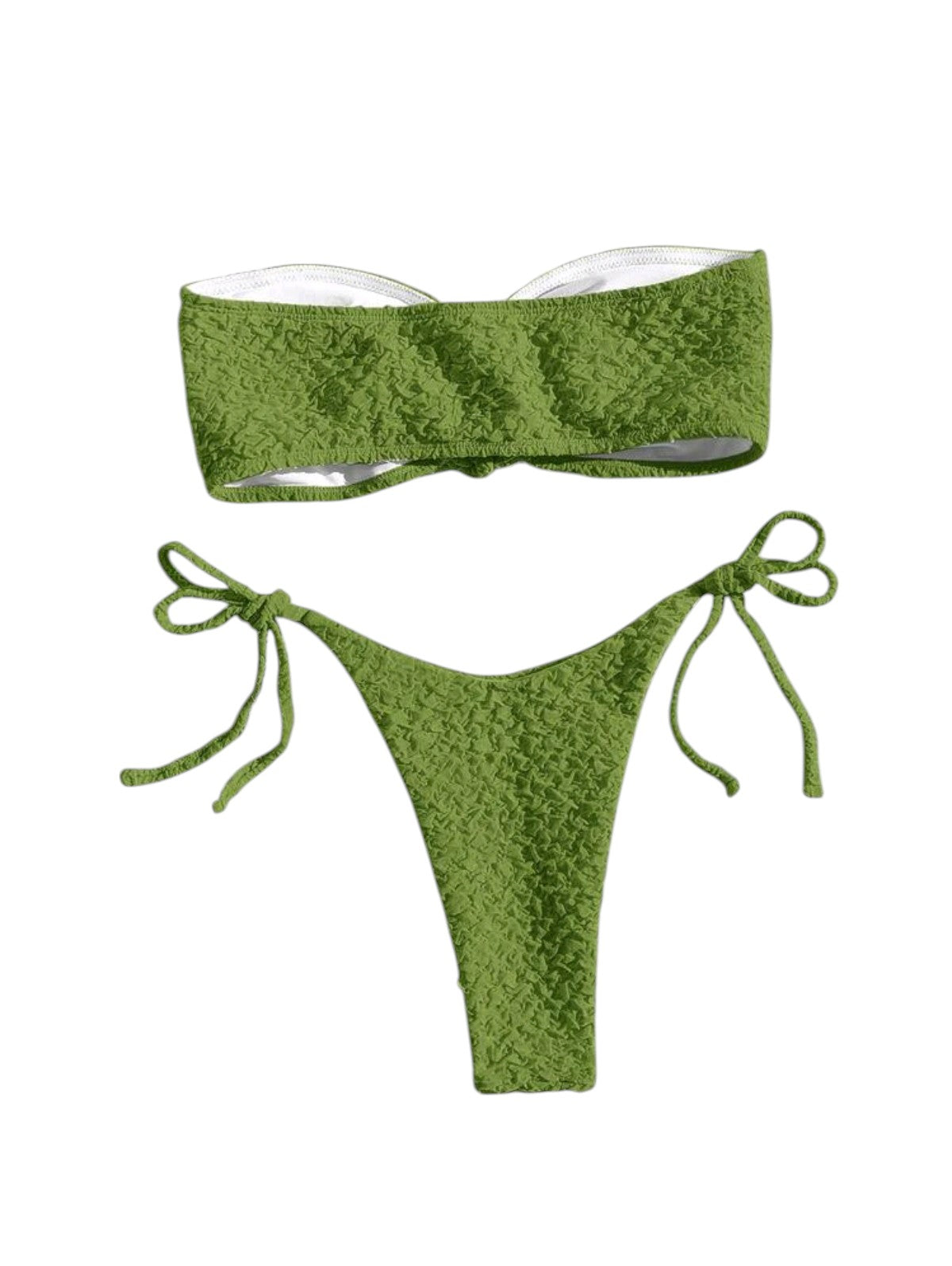 SHE olívazöld texturált megkötős kétrészes bikini