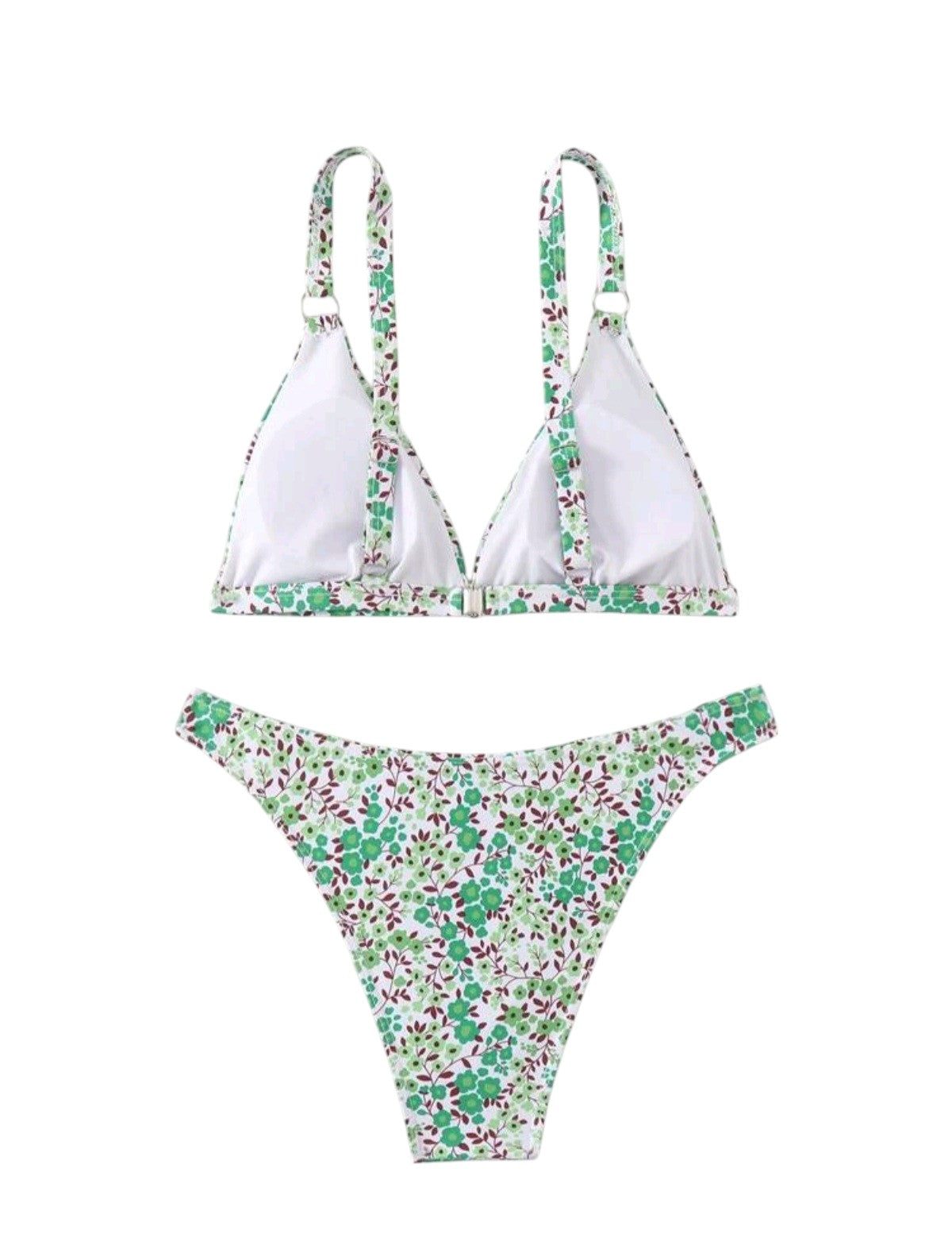 SHE zöld virágmintás karikás kétrészes bikini