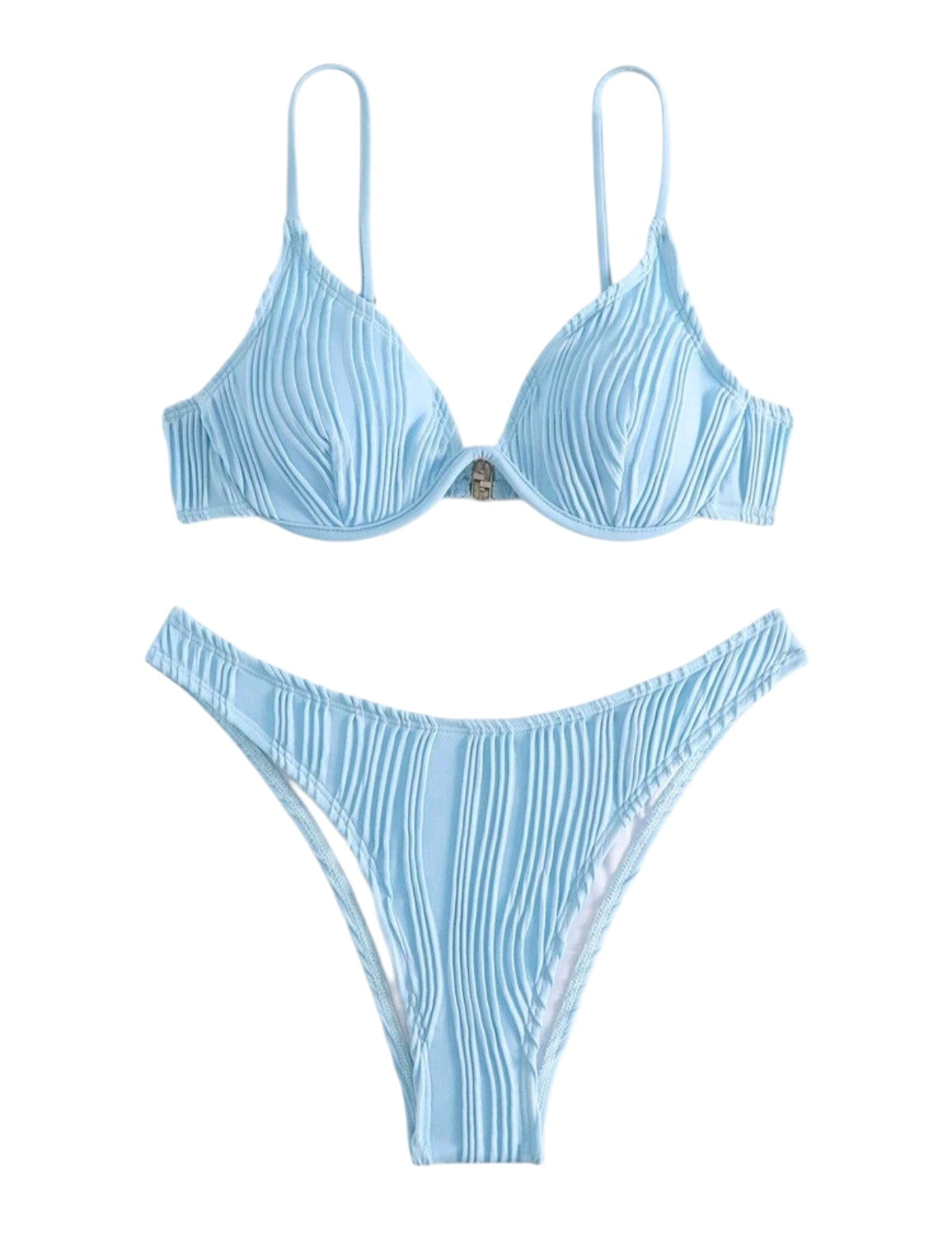 SHE világoskék texturált merevítős kétrészes bikini