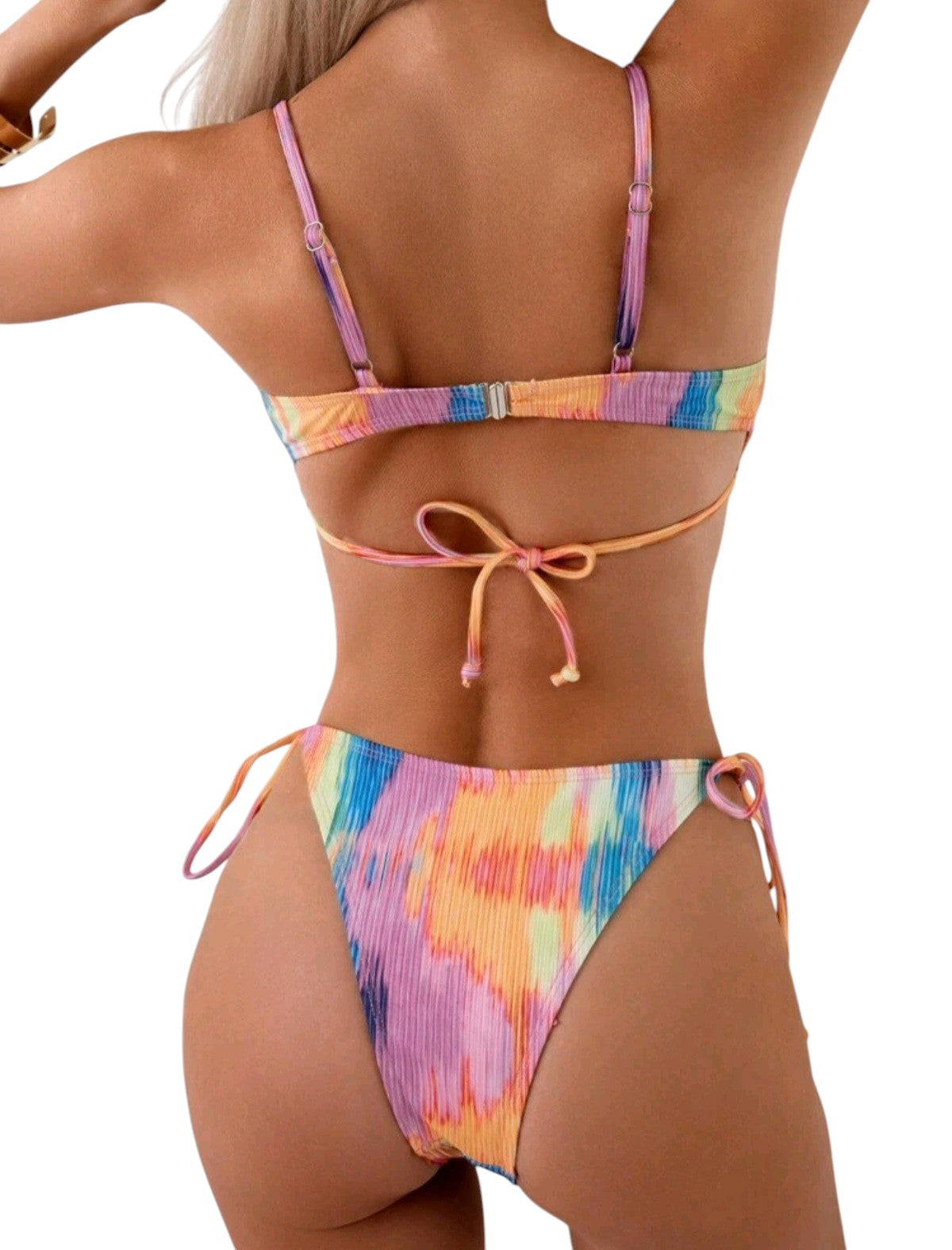 SHE többszínű csíkos kivágott kétrészes bikini