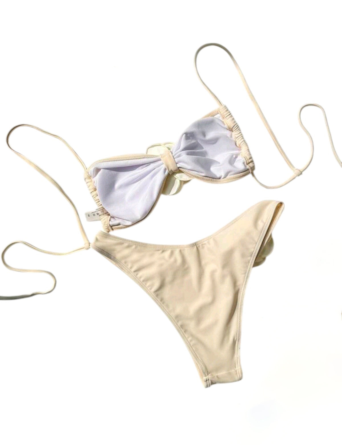SHE törtfehér virágos megkötős kétrészes bikini
