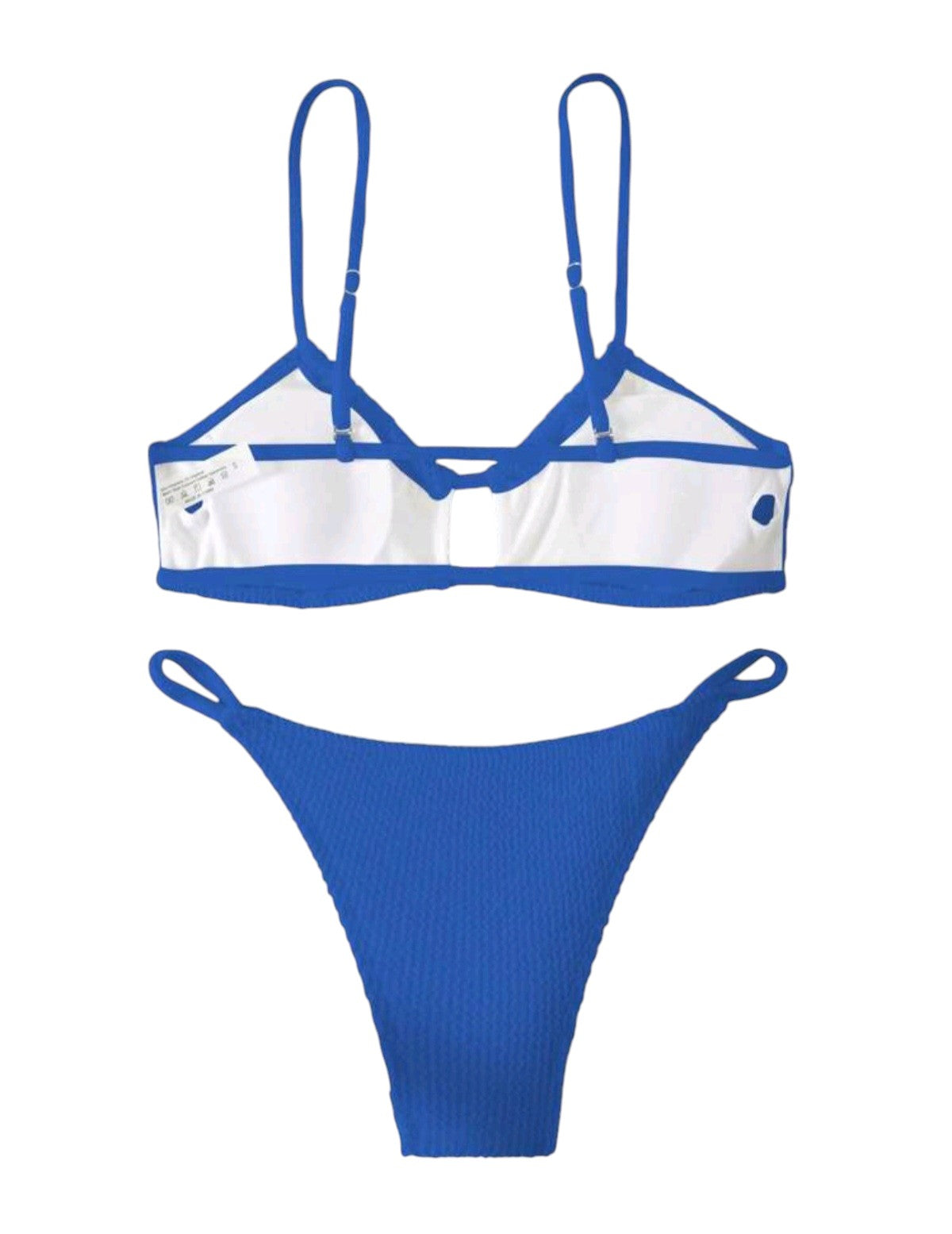 SHE királykék bordázott kivágott kétrészes bikini