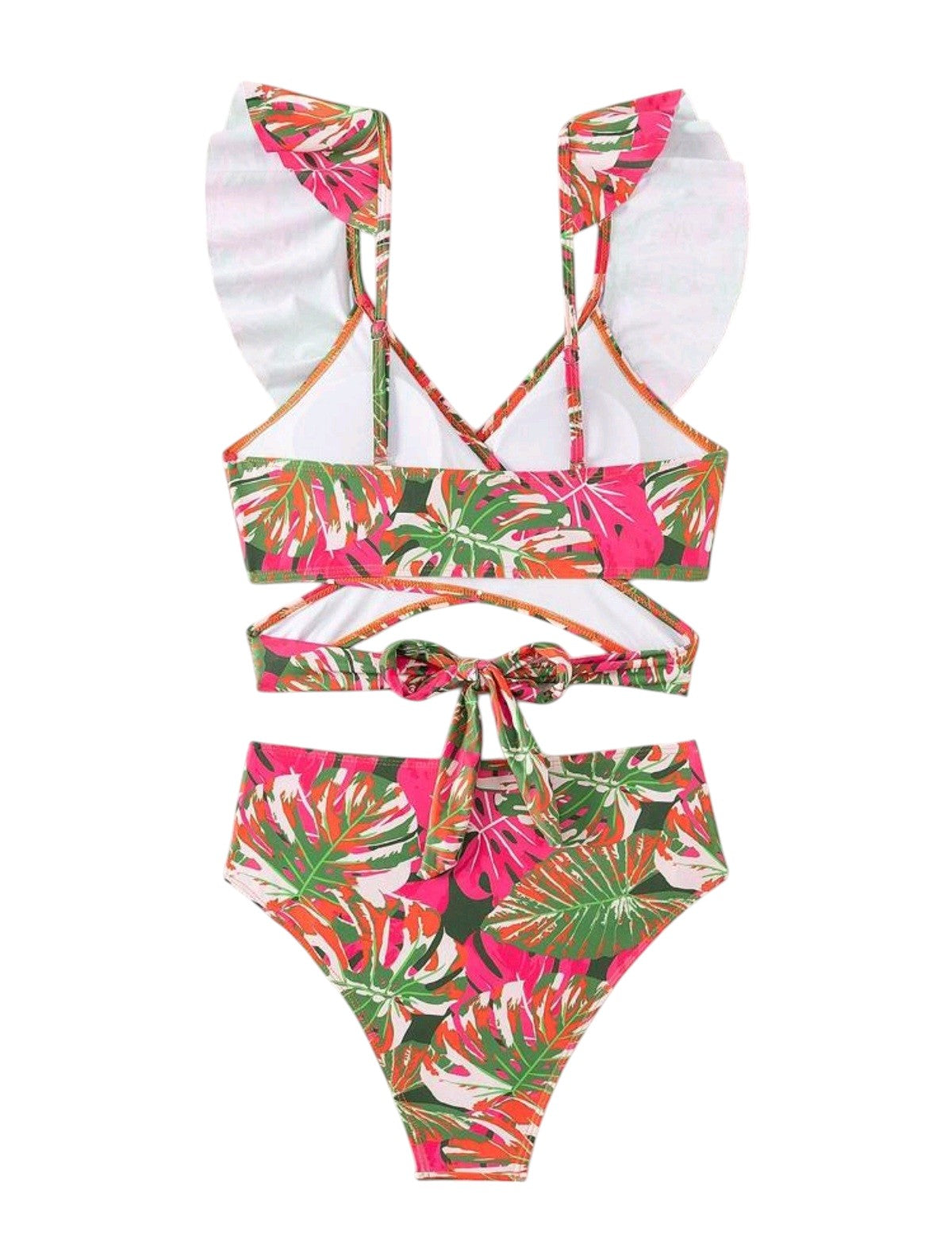 SHE trópusi mintás fodros magasderekú kétrészes bikini