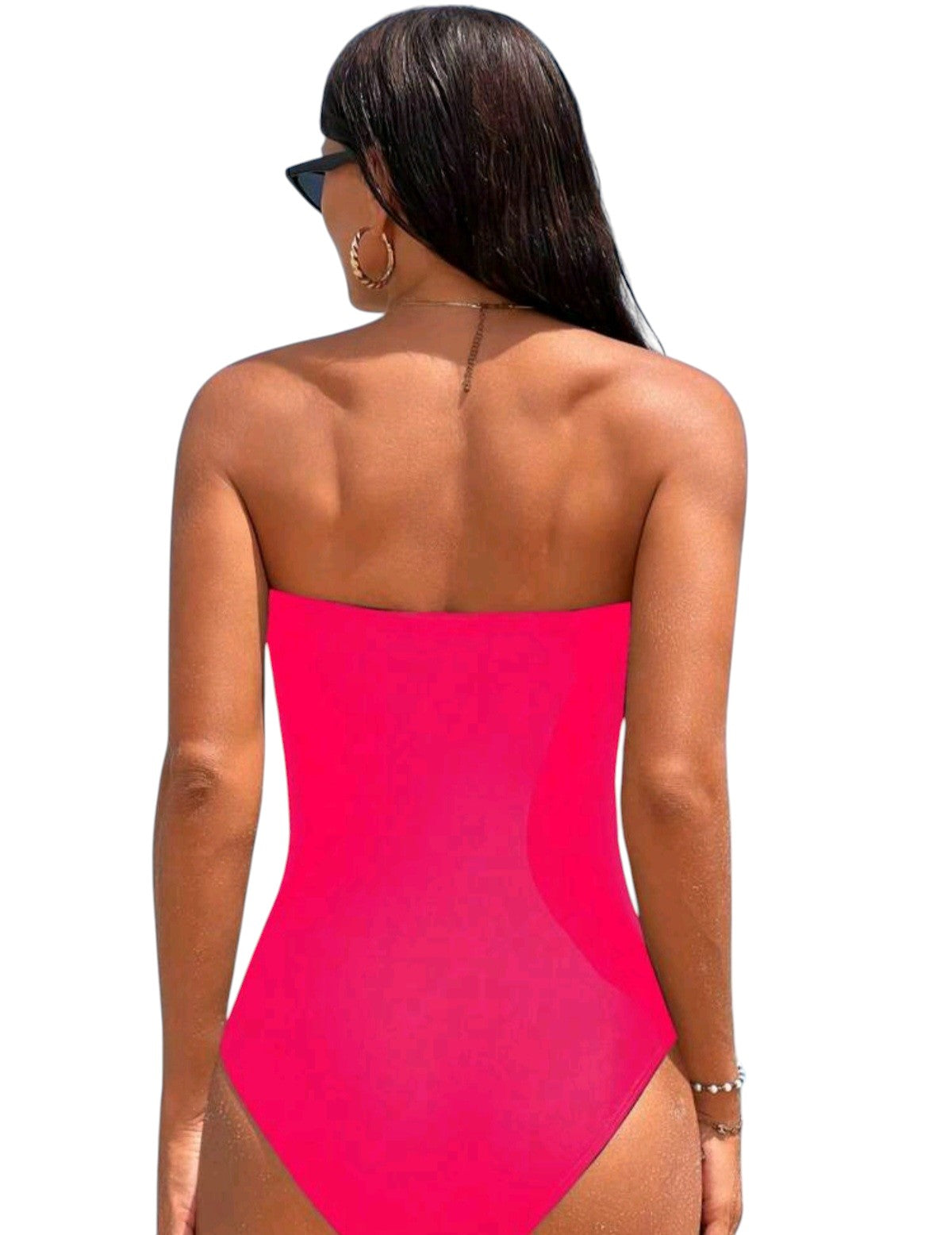 SHE élénk rózsaszín pánt nélküli egyberészes fürdőruha