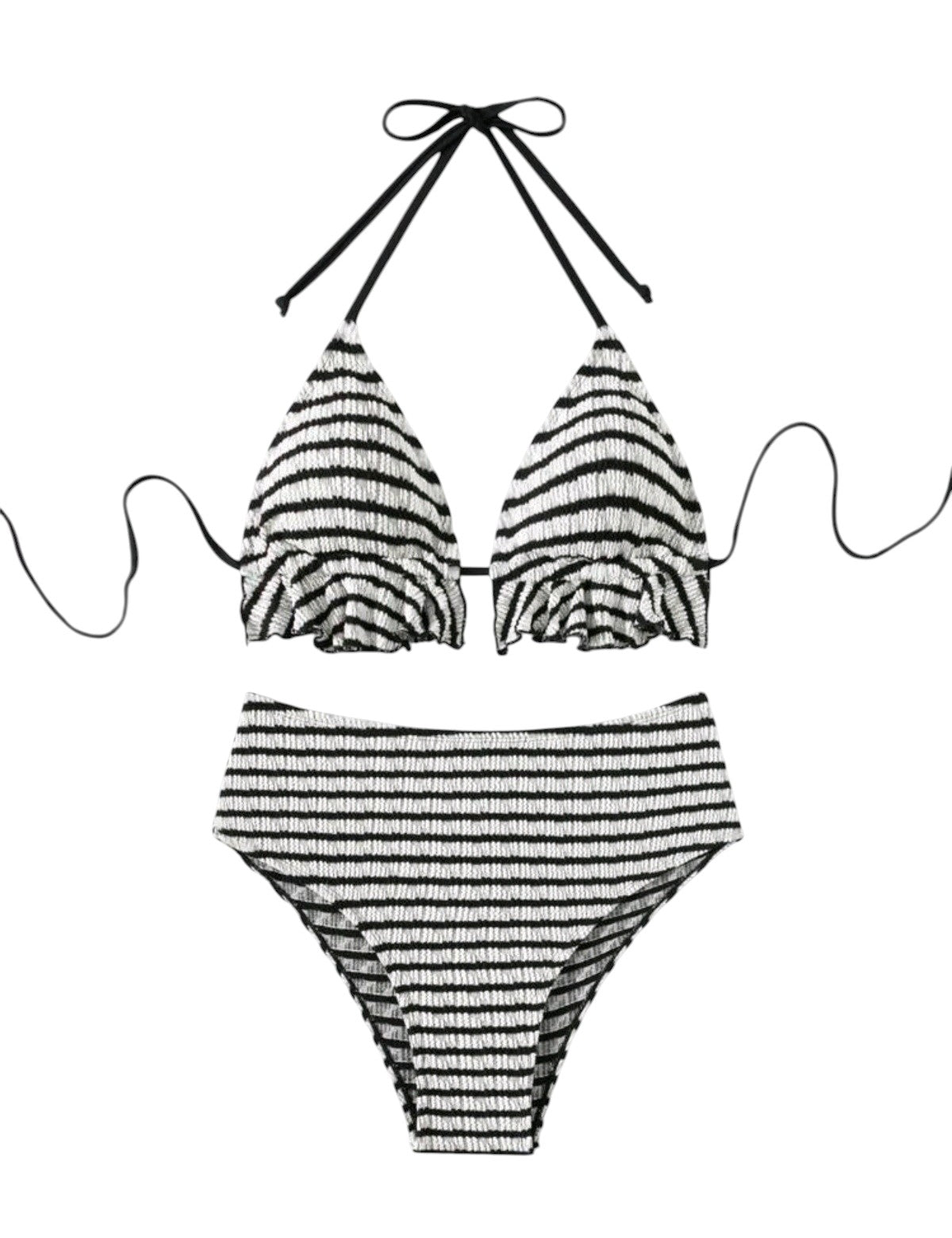 SHE fekete-fehér csíkos texturált bikini