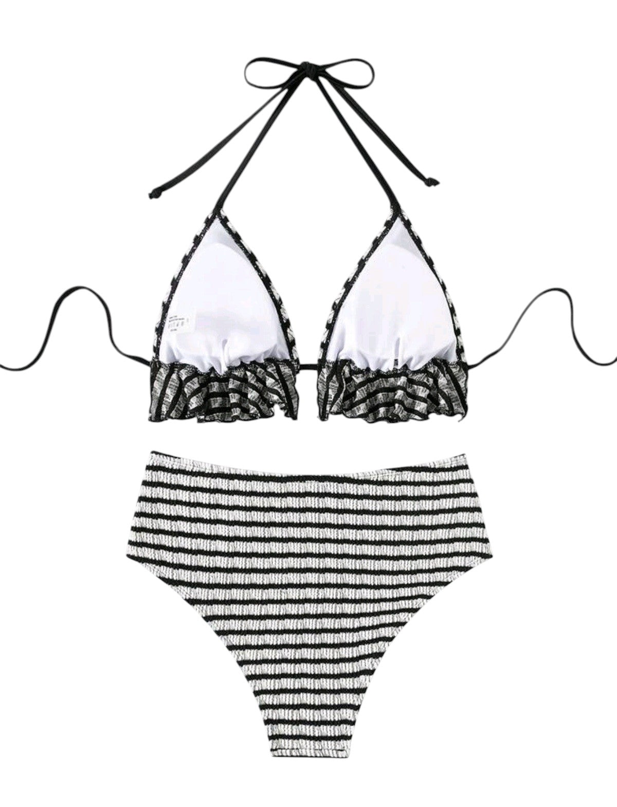 SHE fekete-fehér csíkos texturált bikini