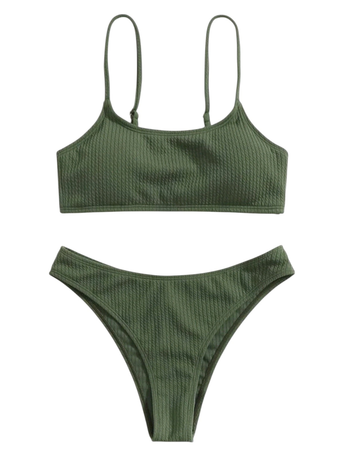 SHE olívazöld bordázott kétrészes bikini