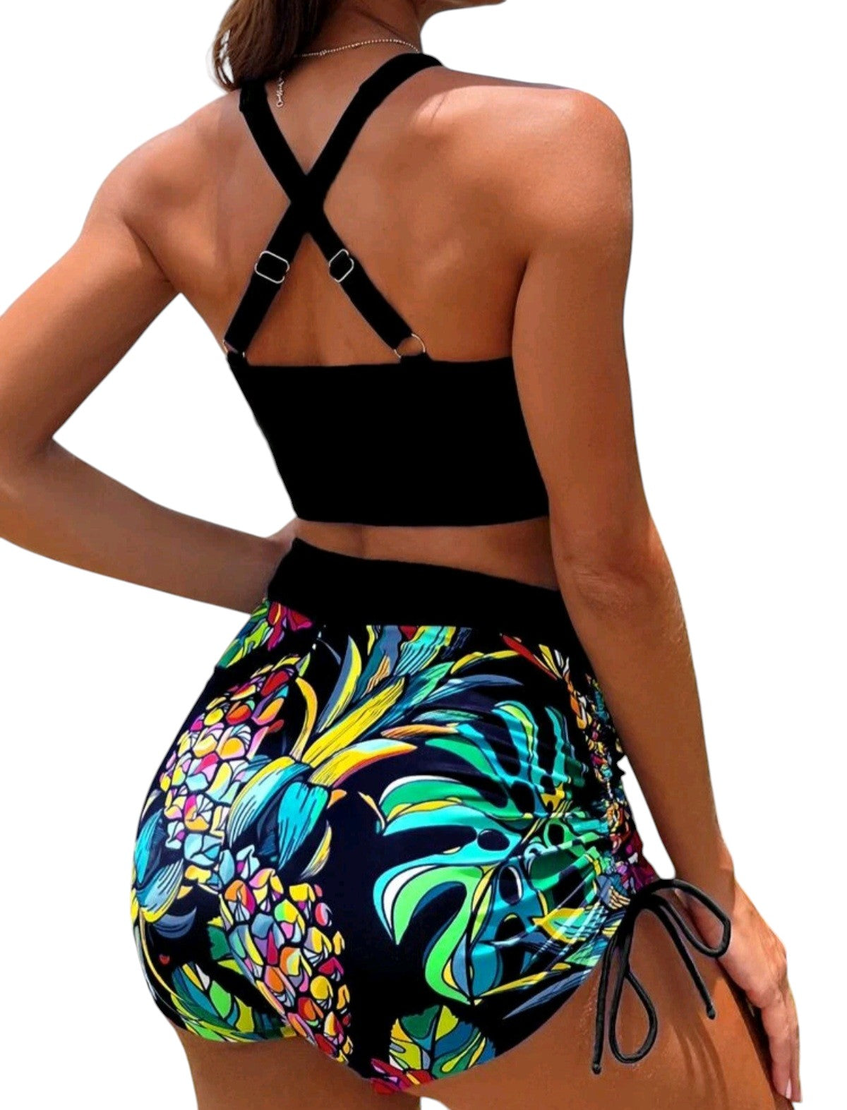 SHE fekete kontraszt szegélyes kétrészes bikini