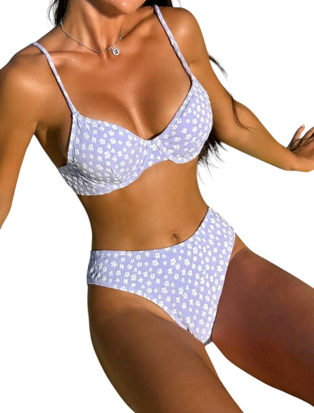 SHE világoslila apró virágos merevítős bikini