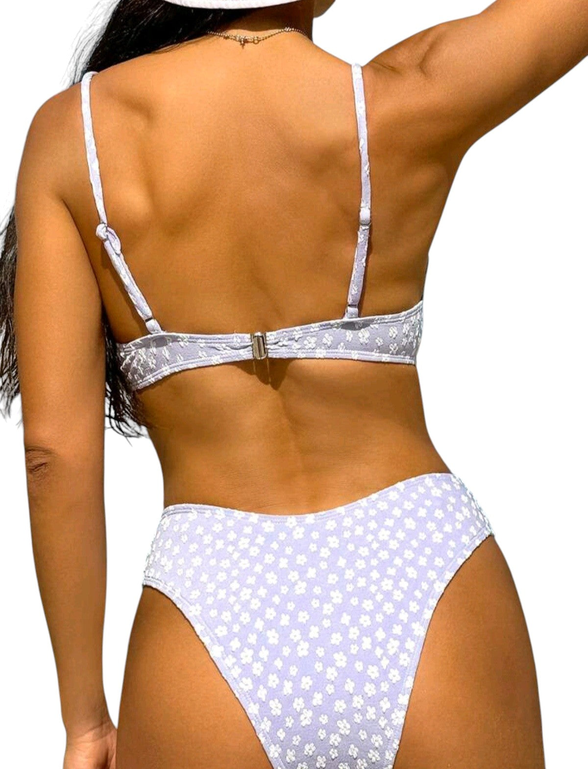 SHE világoslila apró virágos merevítős bikini