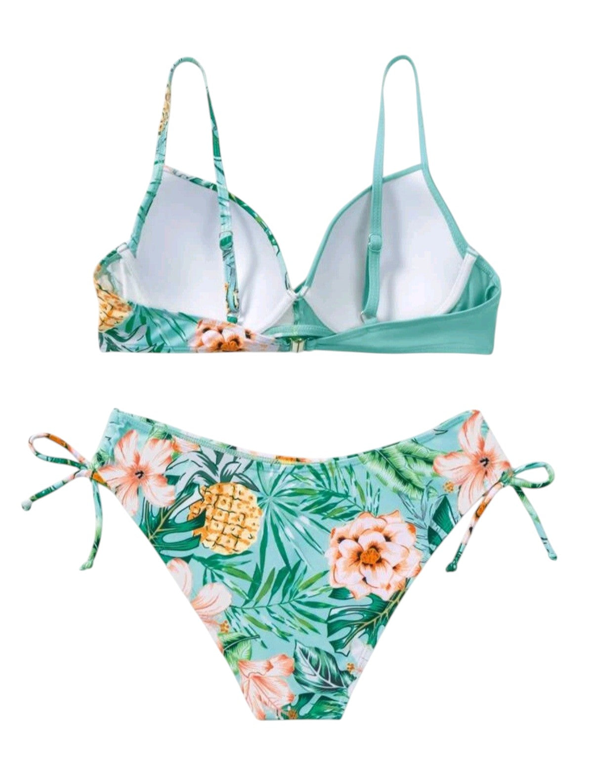 SHE türkiz trópusi mintás kétrészes bikini