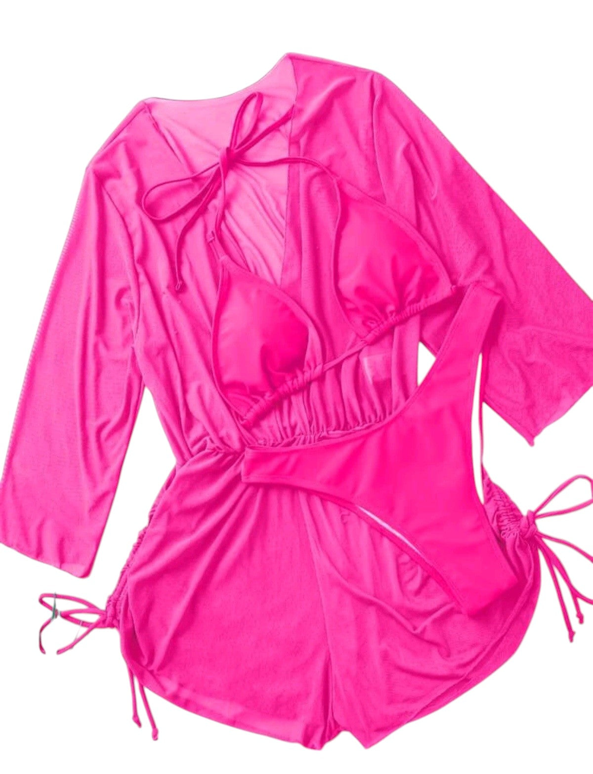 SHE élénk rózsaszín hálós strand overál