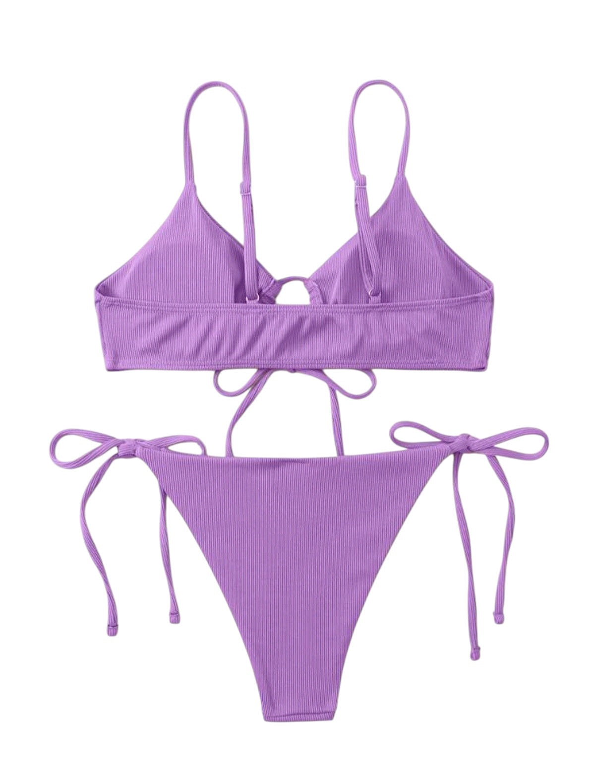 SHE lila bordázott megkötős kétrészes bikini