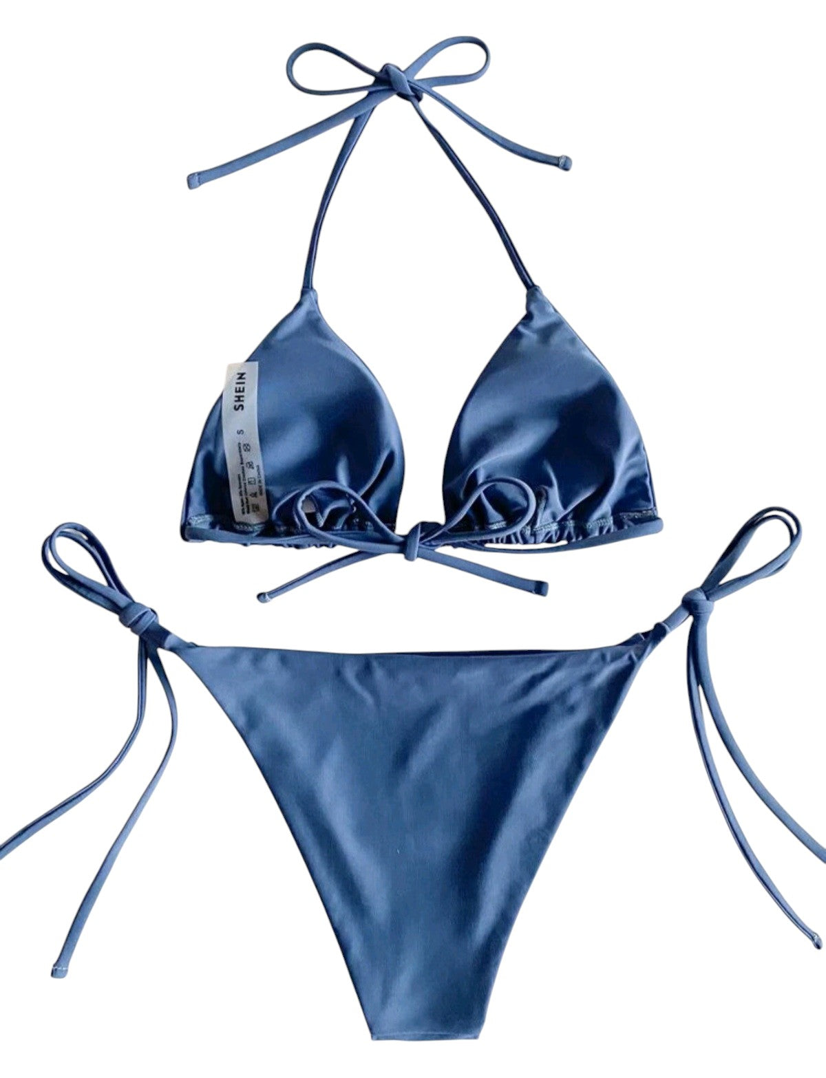 SHE kék háromszög bikini átkötős pántokkal