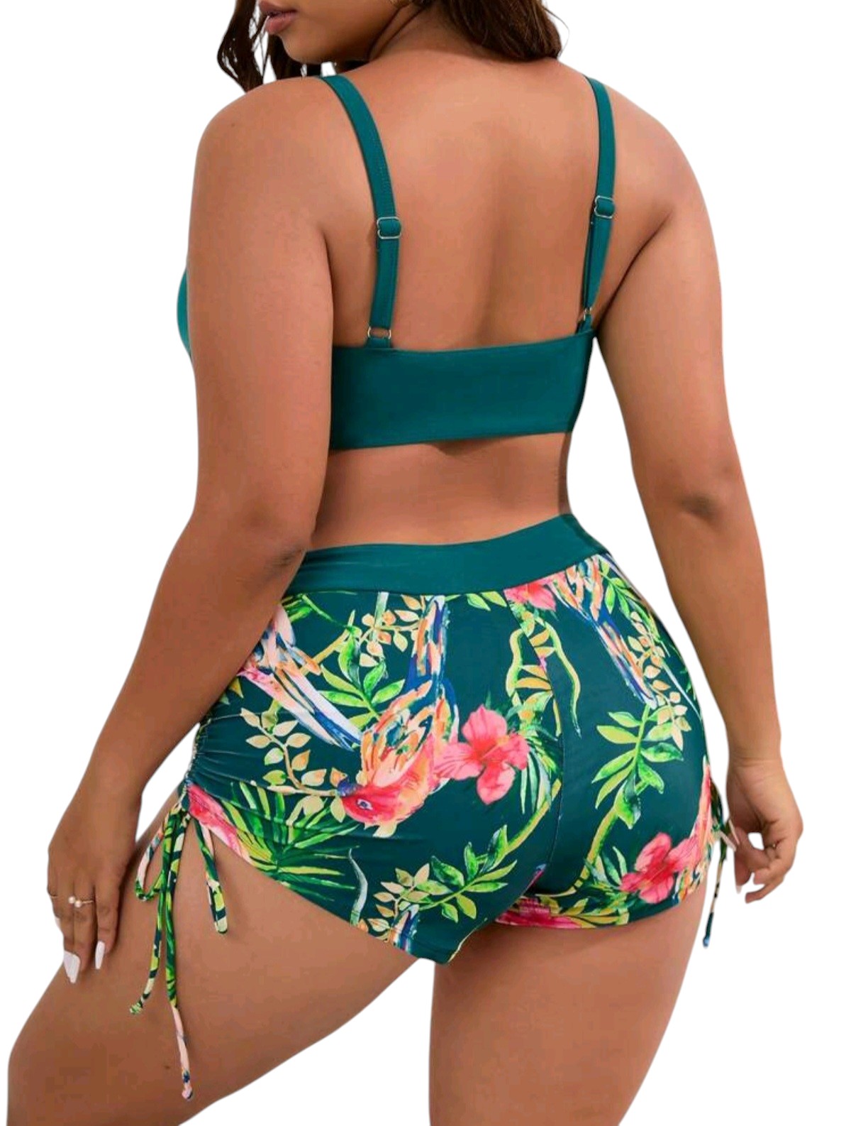 SHE zöld virágmintás tankini sorttal