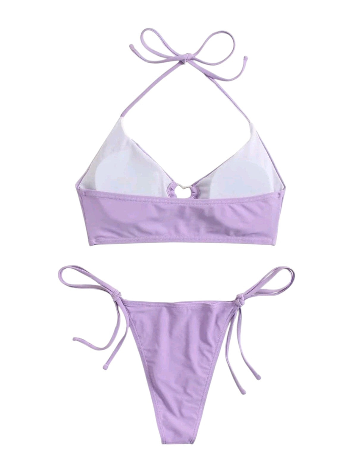 SHE lila szív díszes megkötős bikini szett
