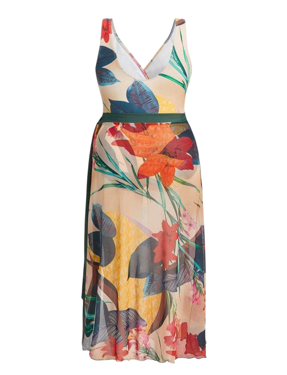 SHE többszínű mintás egyberészes fürdőruha szaronggal