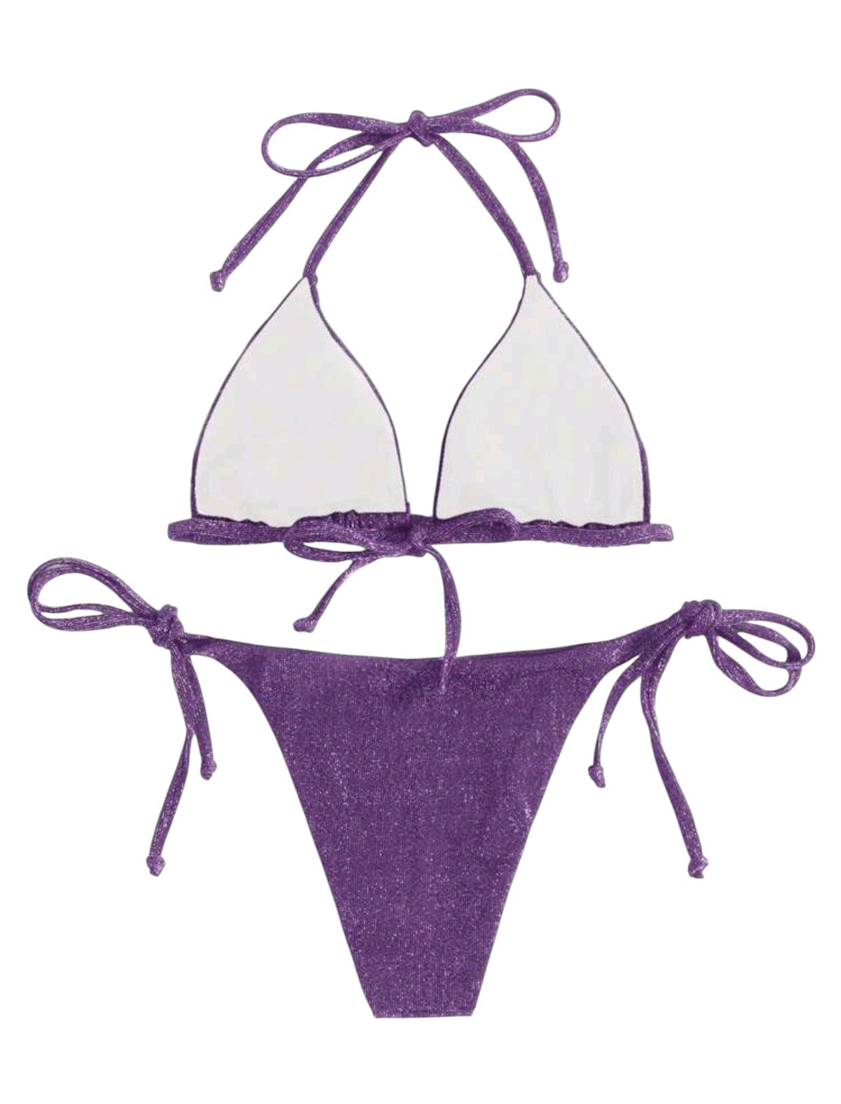 SHE lila csillogó megkötős bikini szett