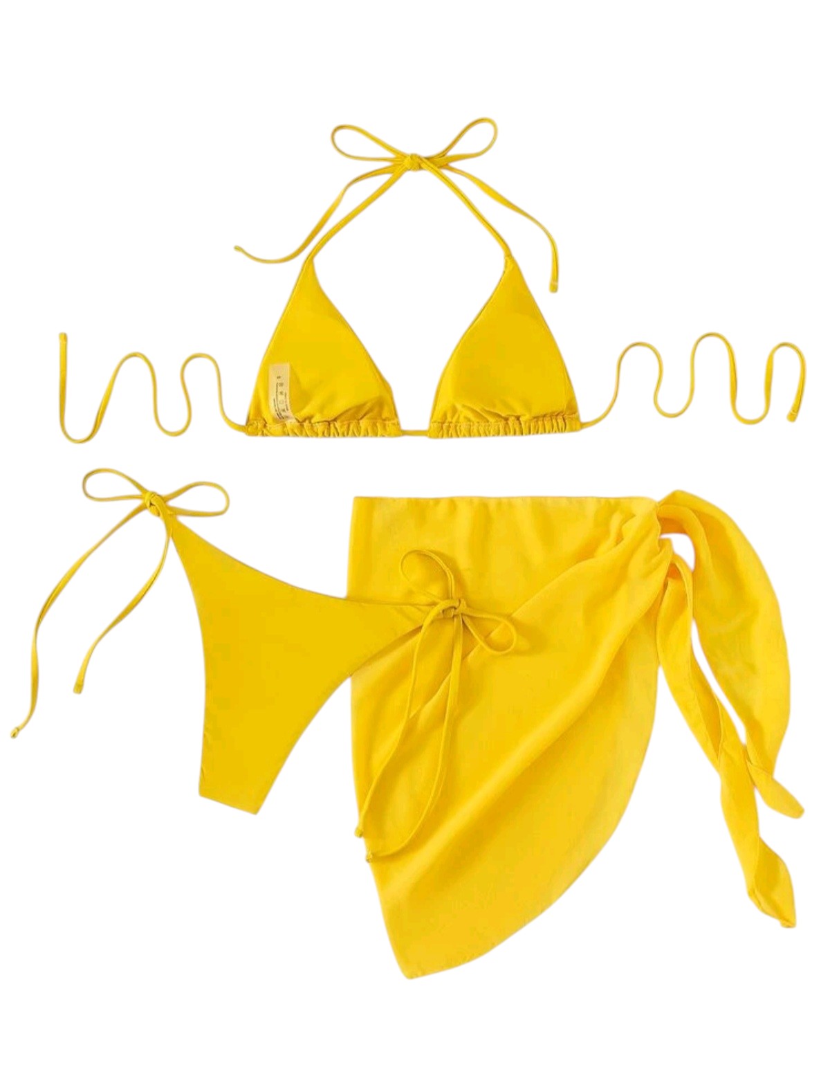 SHE sárga háromrészes bikini szett szaronggal