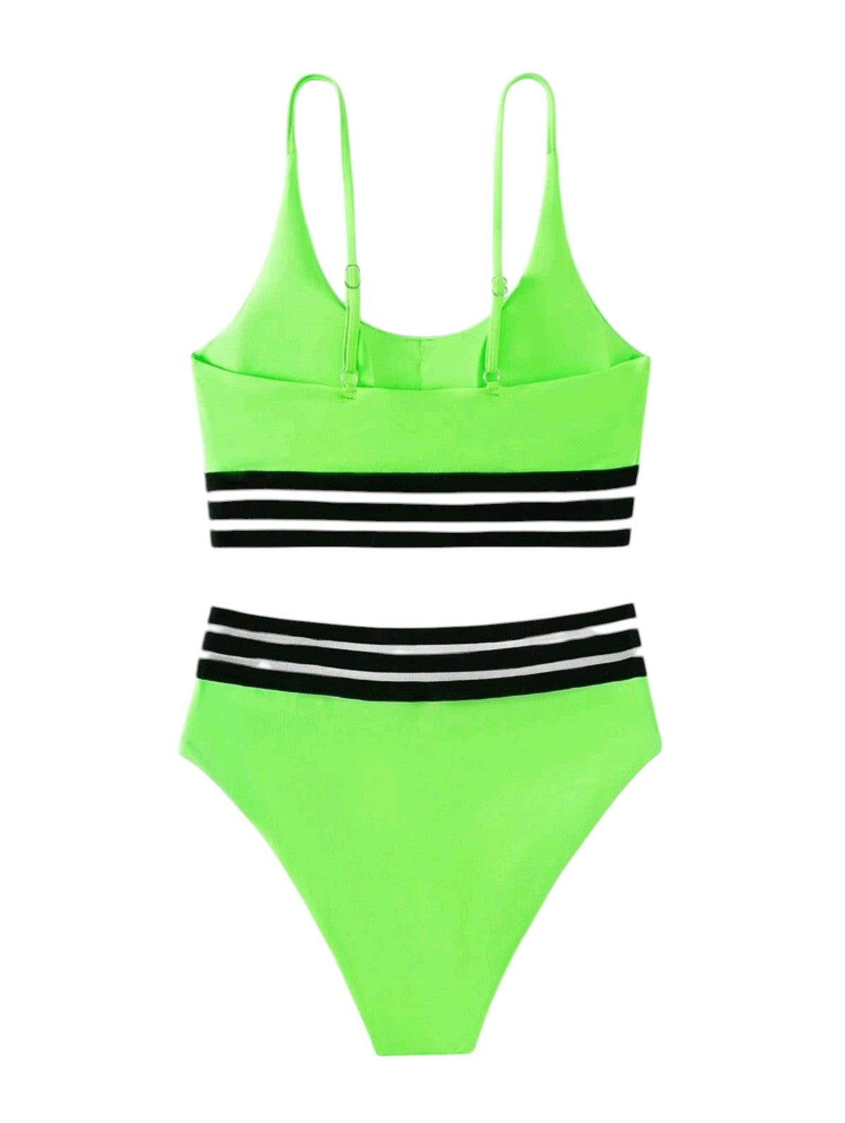 SHE neonzöld hálós csíkos bikini szett