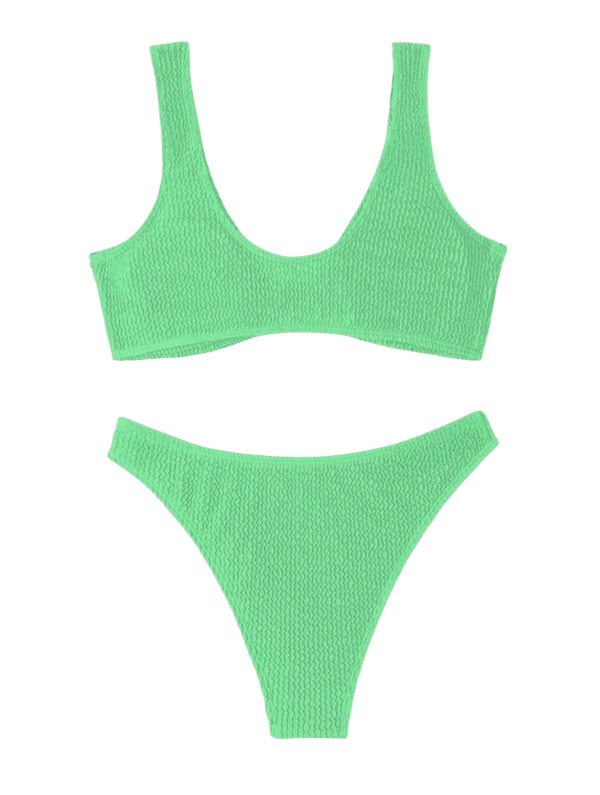 SHE mentazöld texturált csavart elejű bikini szett