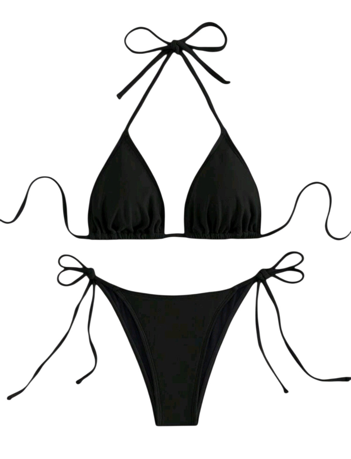 SHE fekete megkötős háromszög bikini szett