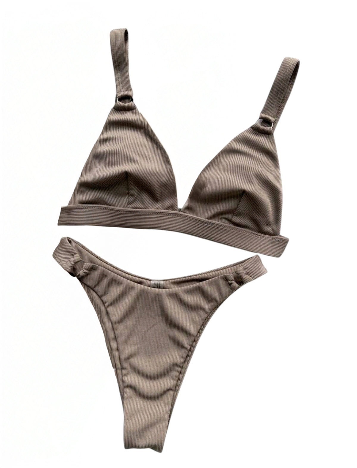 SHE taupe bordázott háromszög bikini szett