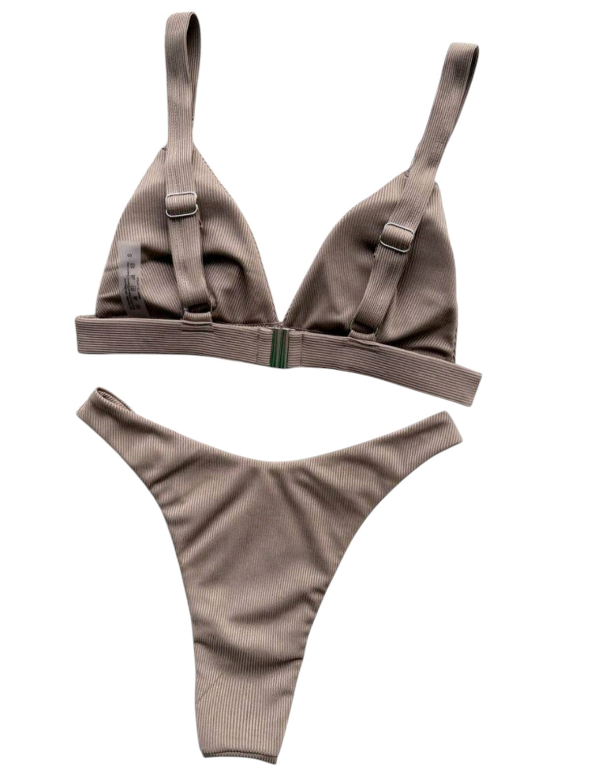 SHE taupe bordázott háromszög bikini szett