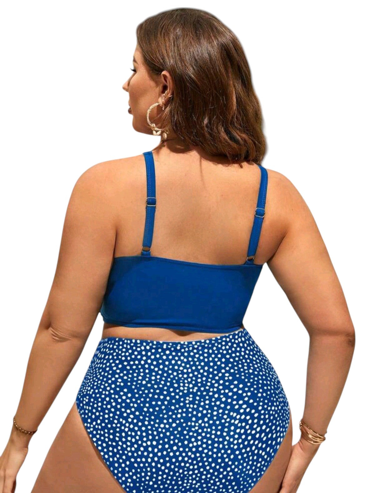 SHE kékeszöld pöttyös átlapolt bikini szett