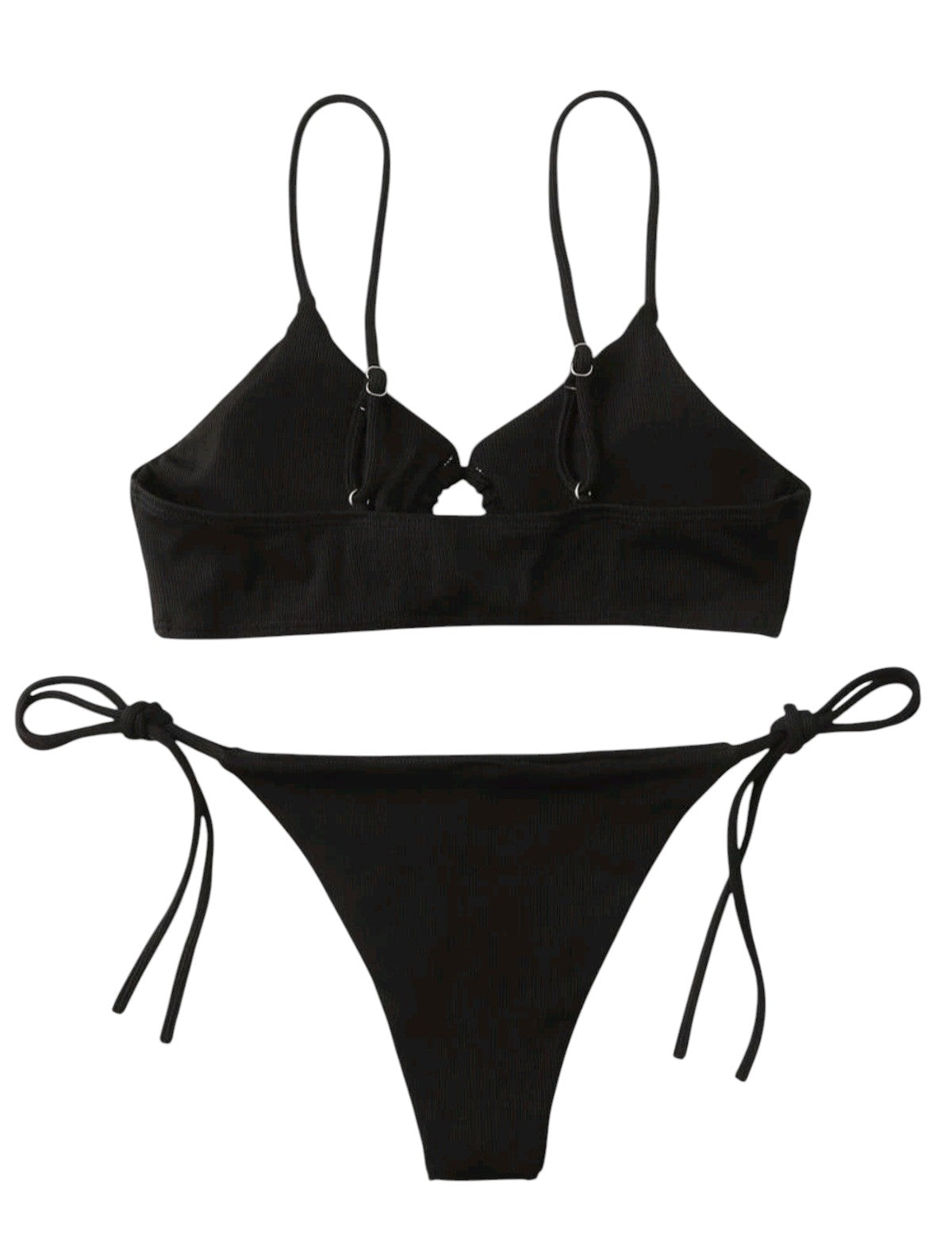 SHE fekete bordázott megkötős bikini szett