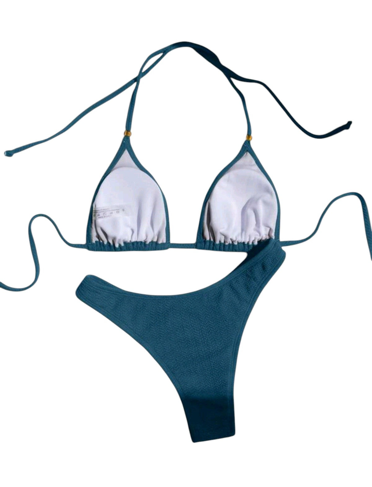SHE kékeszöld texturált háromszög bikini szett