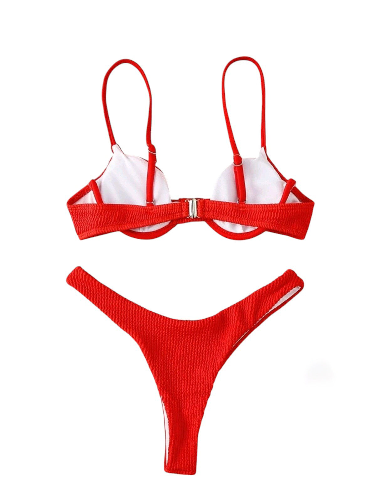 SHE piros texturált merevítős bikini szett