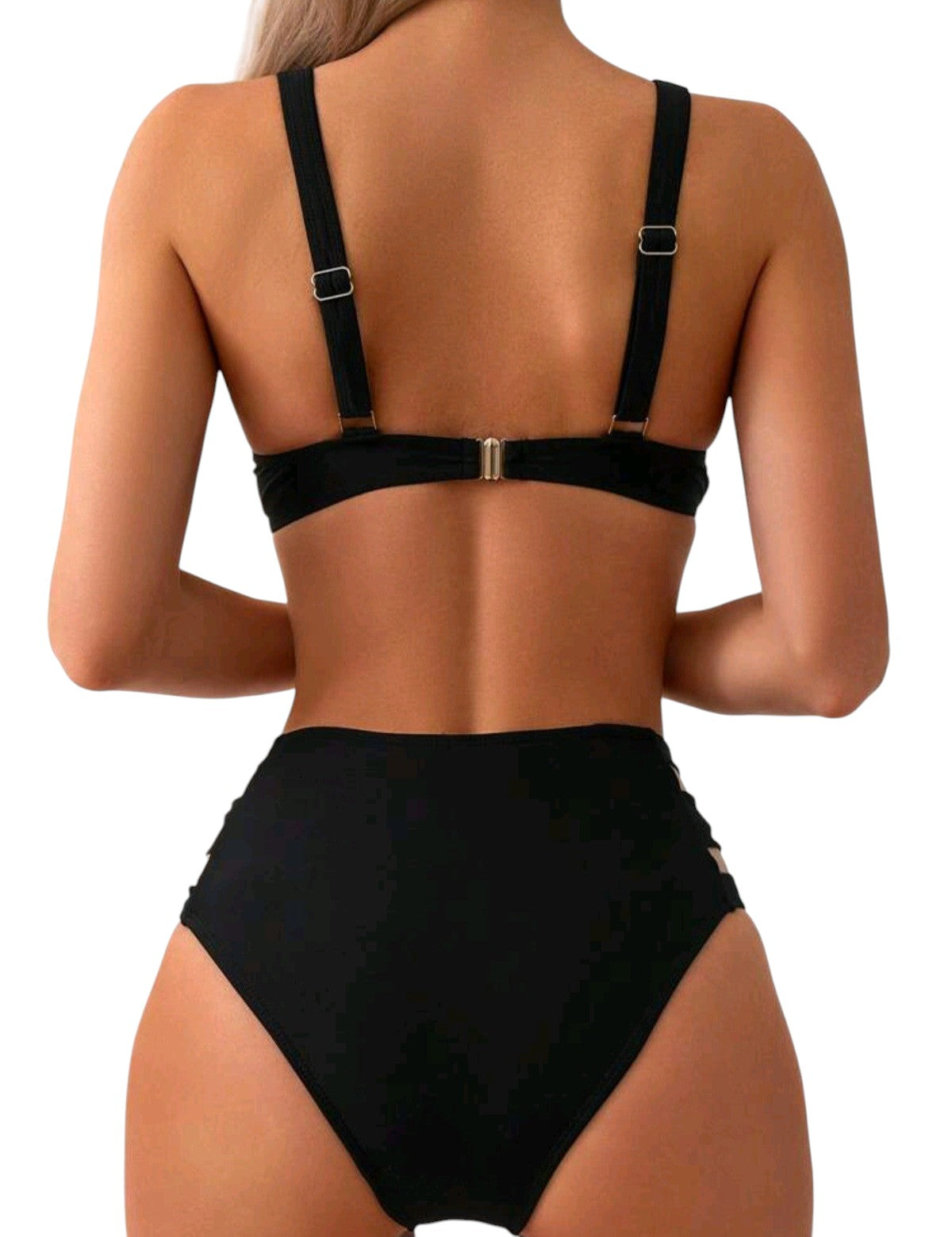 SHE fekete kivágott magas derekú bikini szett
