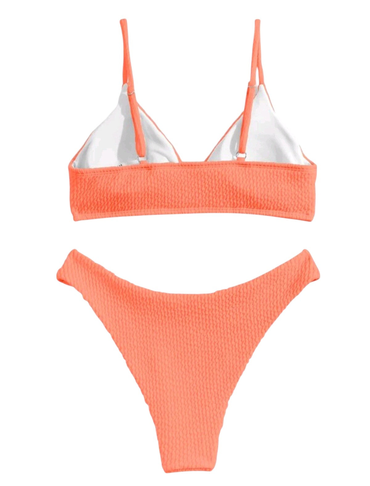 SHE korall texturált V-nyakú bikini szett