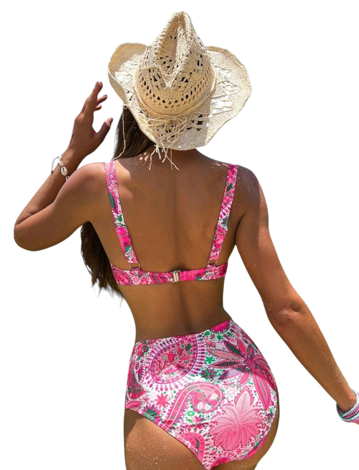 SHE pink paisley mintás merevítős bikini szett