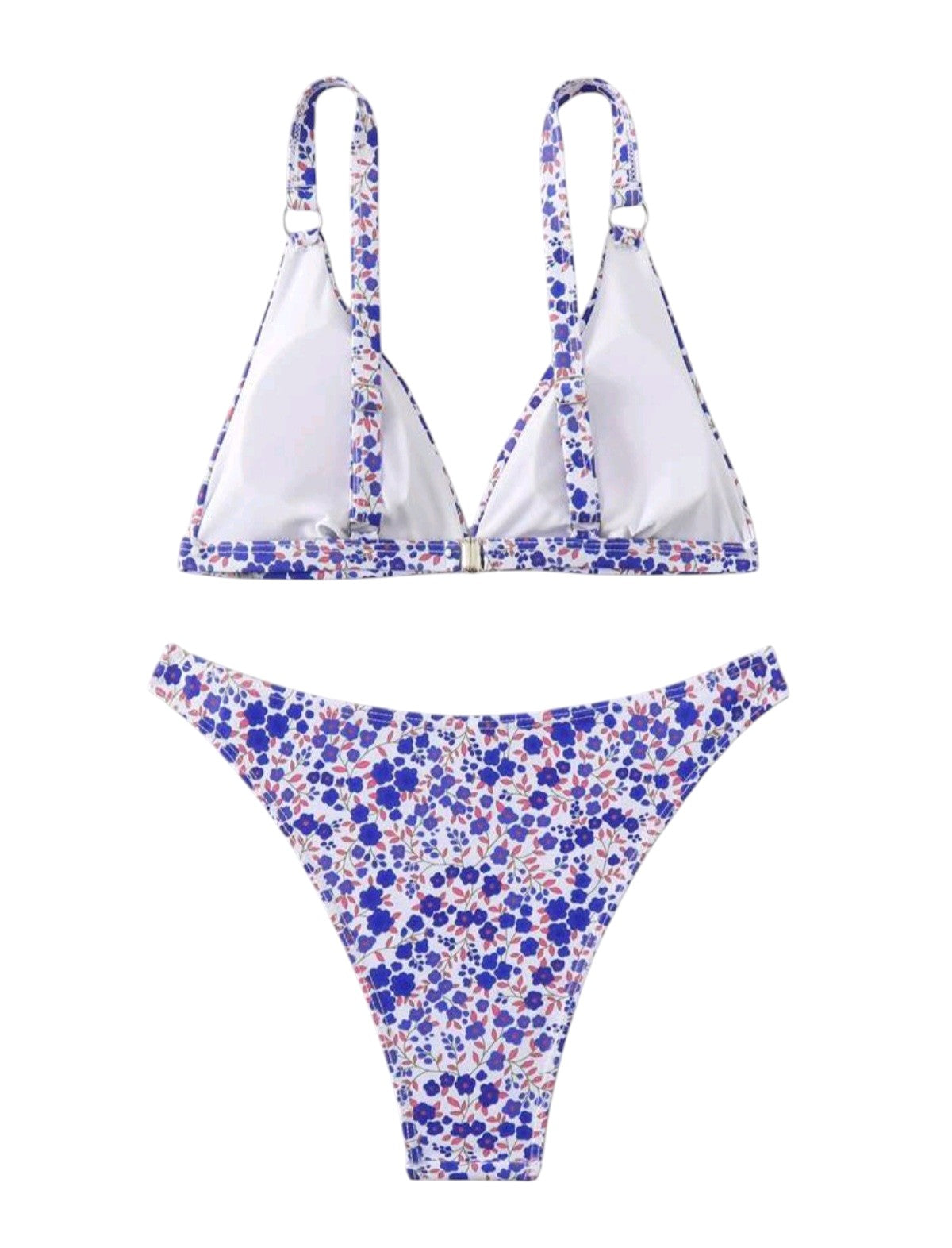 SHE fehér virágmintás karikás bikini szett